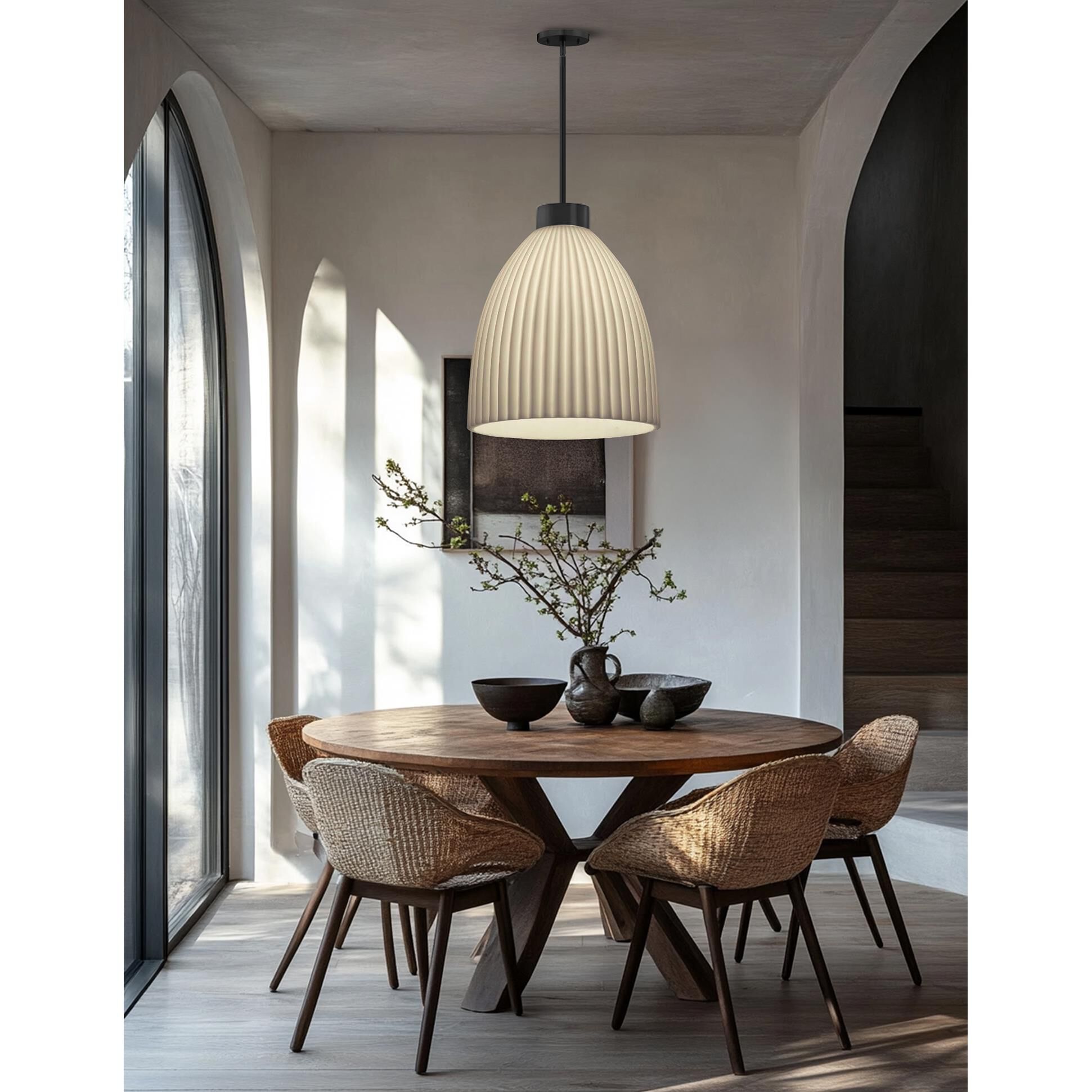 Shown in Matte Black finish and Pleats Impression shade