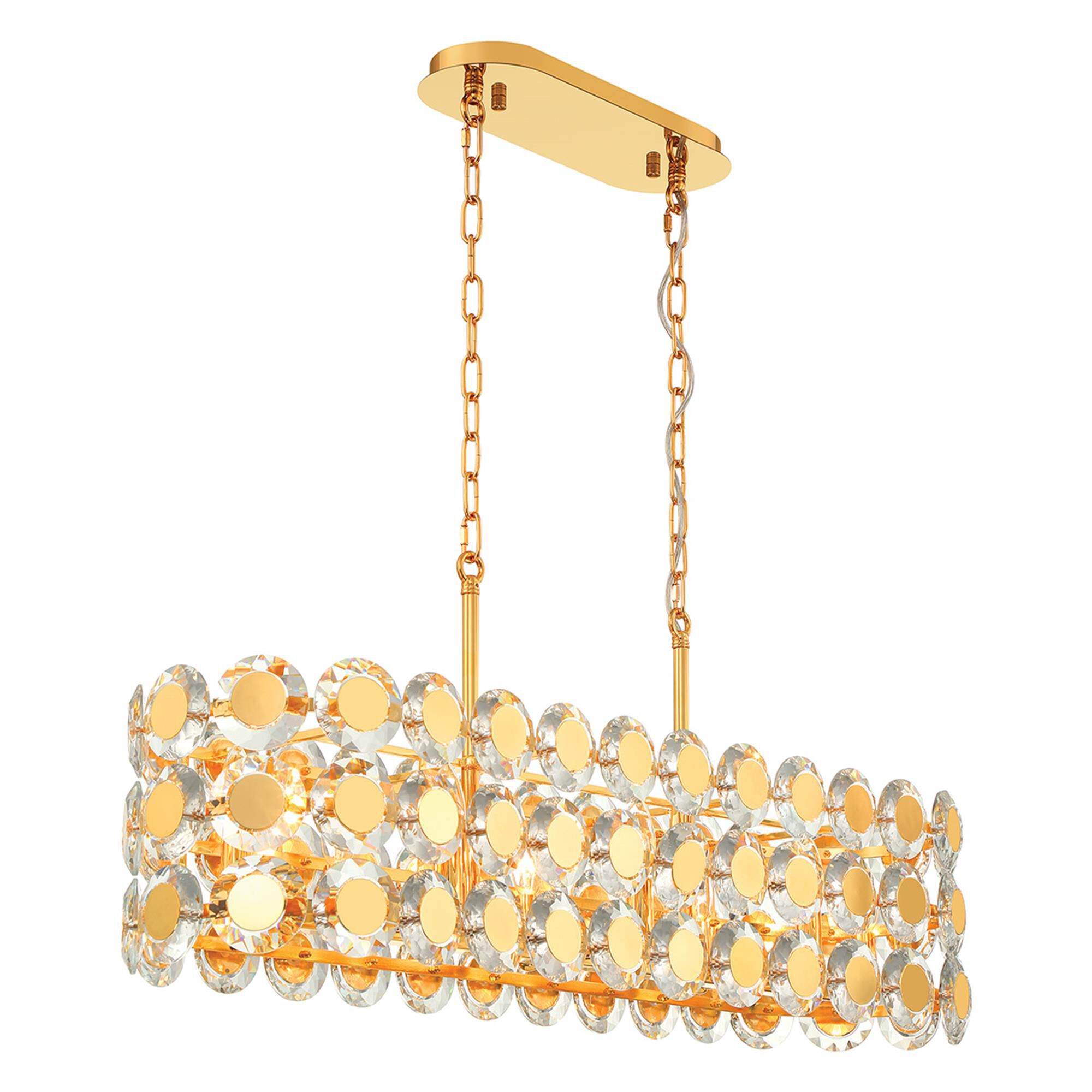 Shown in Gold finish and Clear crystal