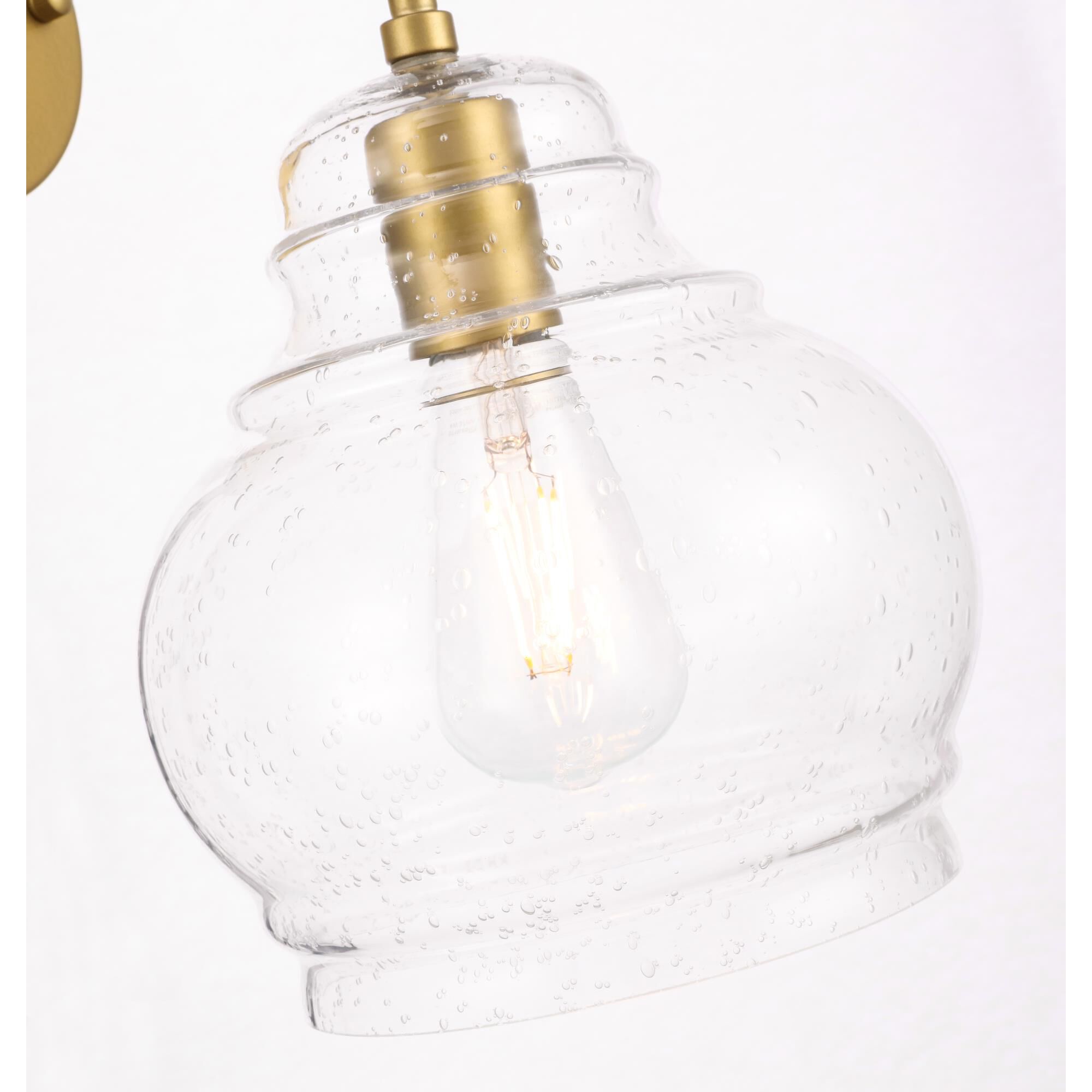 Shown in Brass finish and Clear Bubble  glass