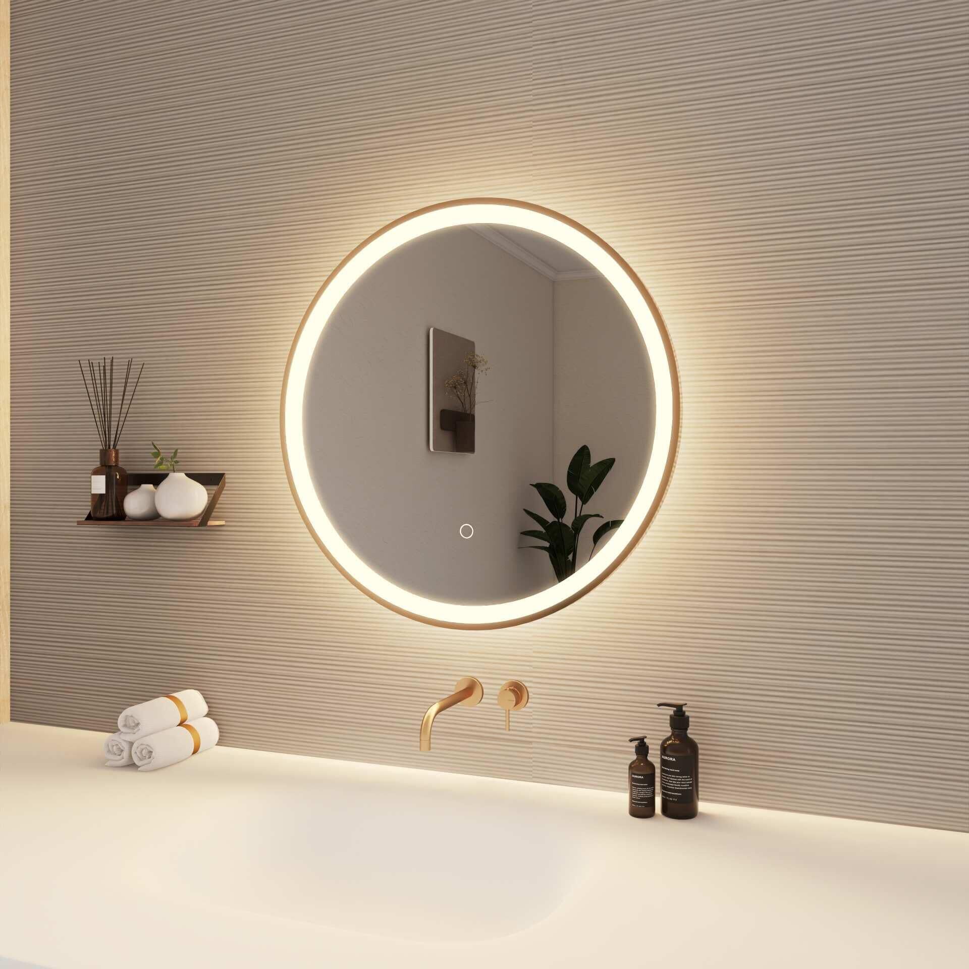 Harmoni 24 Inch Round LED Lighted Mirror by Elegant Decor