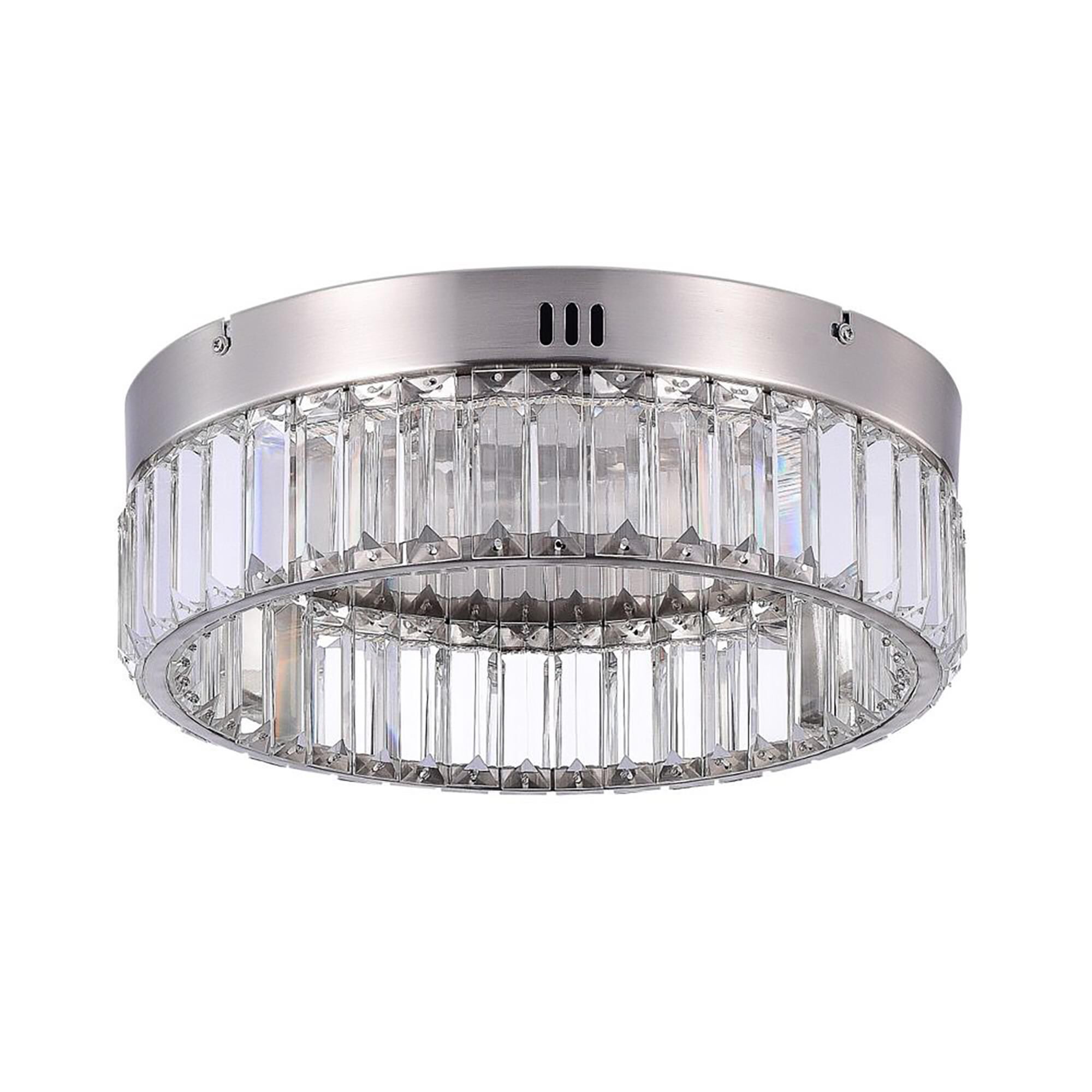 Shown in Satin Nickel finish and Clear Crystal glass