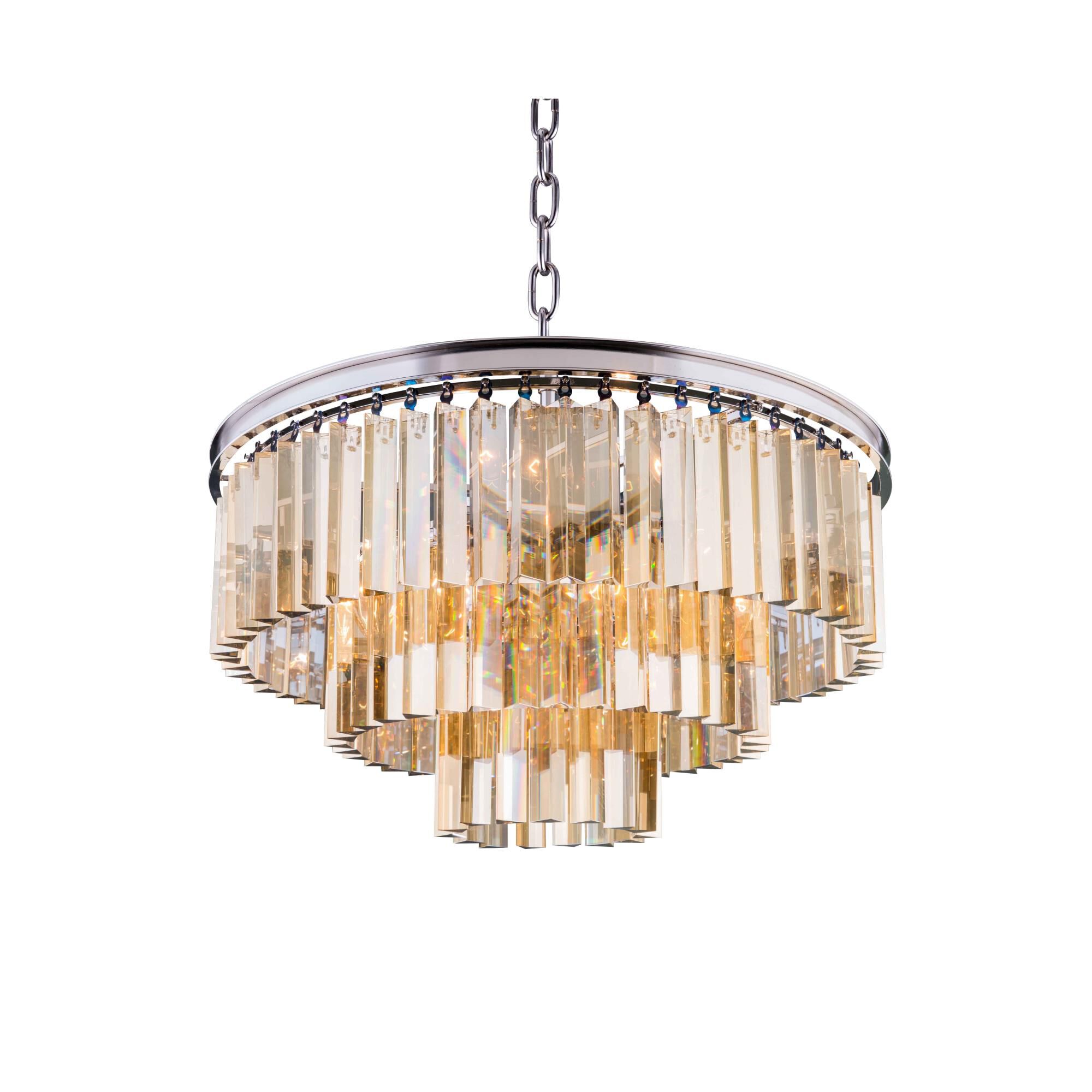 Shown in Polished Nickel finish and Royal Cut crystal and Golden Teak (Smoky) accent
