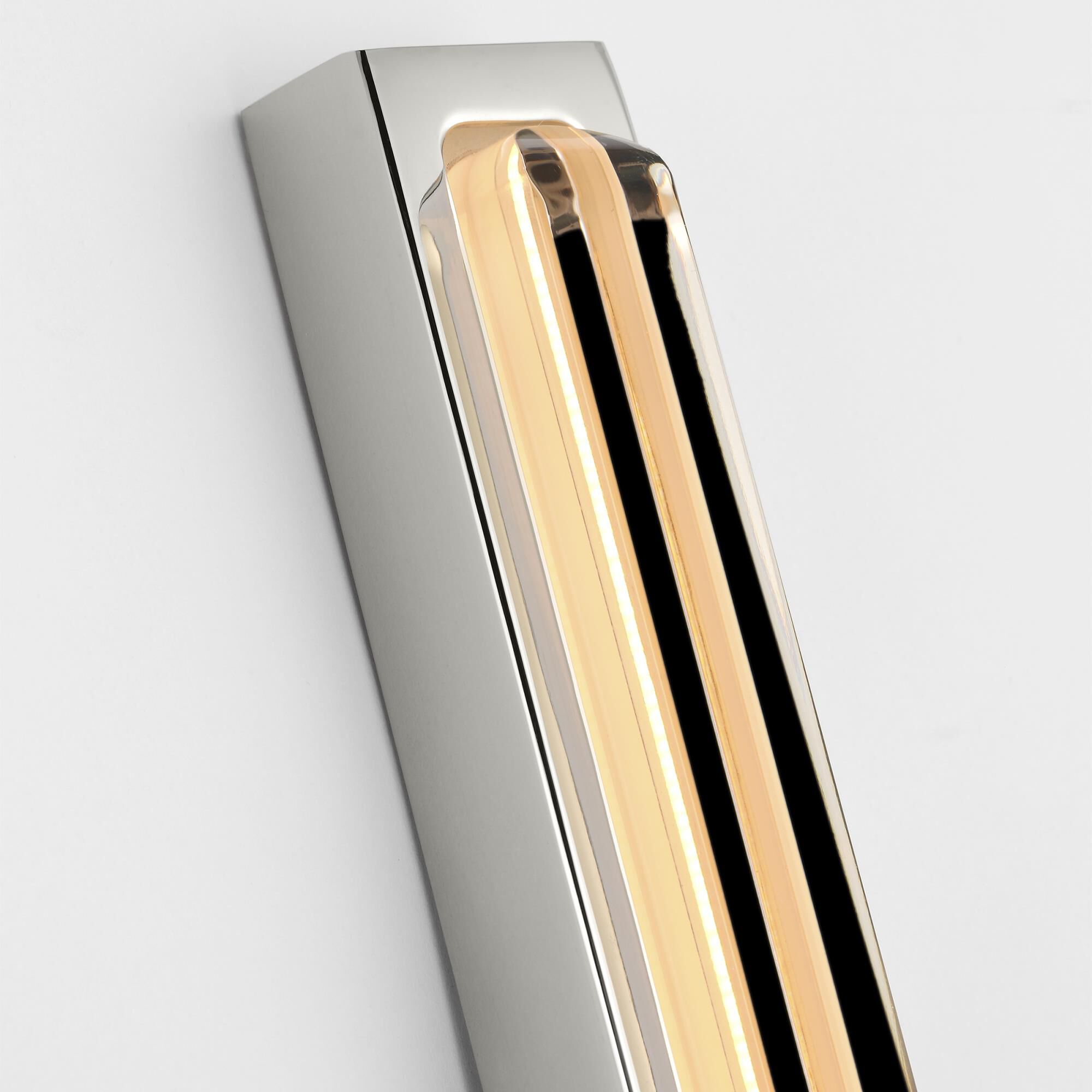 Shown in Polished Nickel finish and Clear Crystal glass