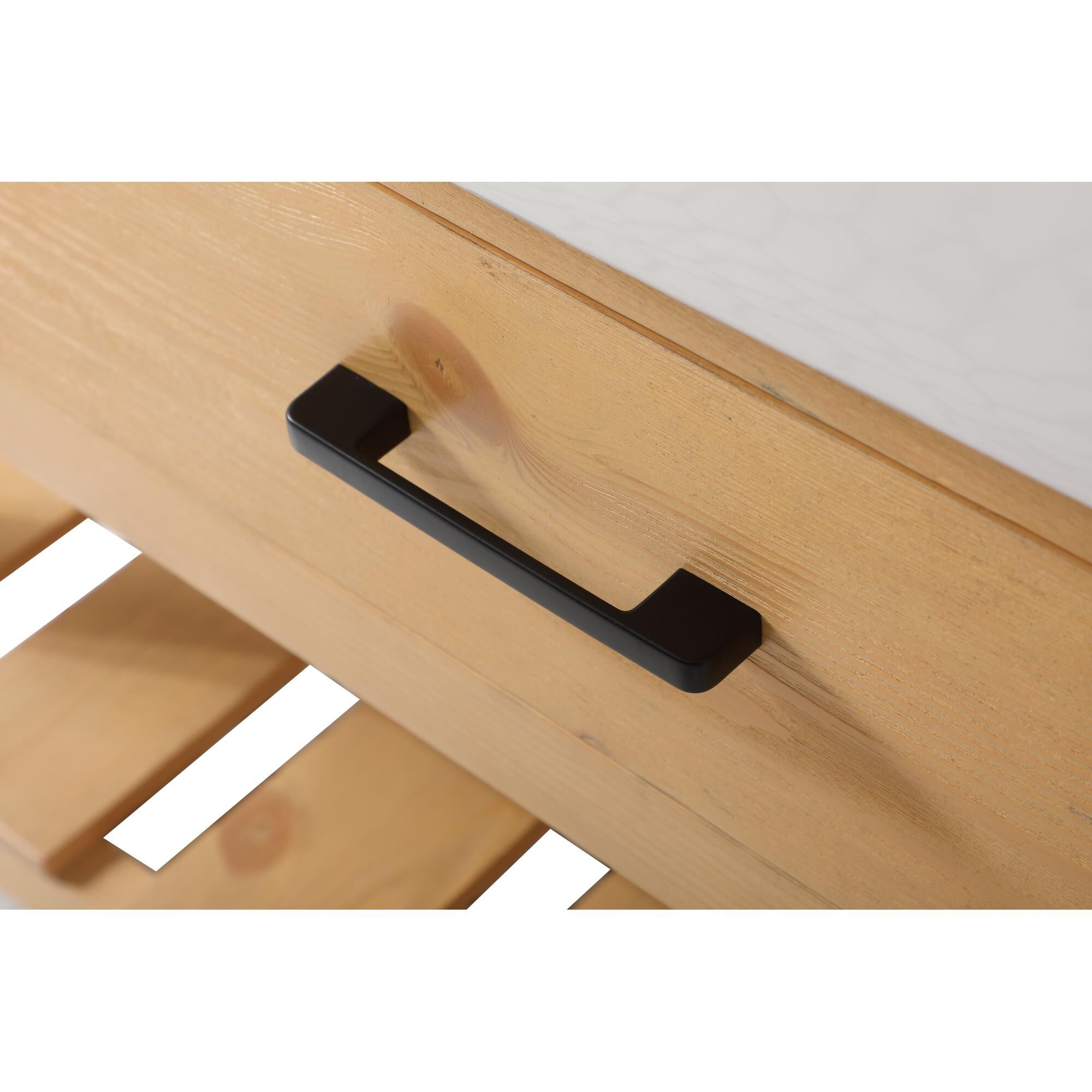 Shown in Natural Wood finish and With Backsplash accent