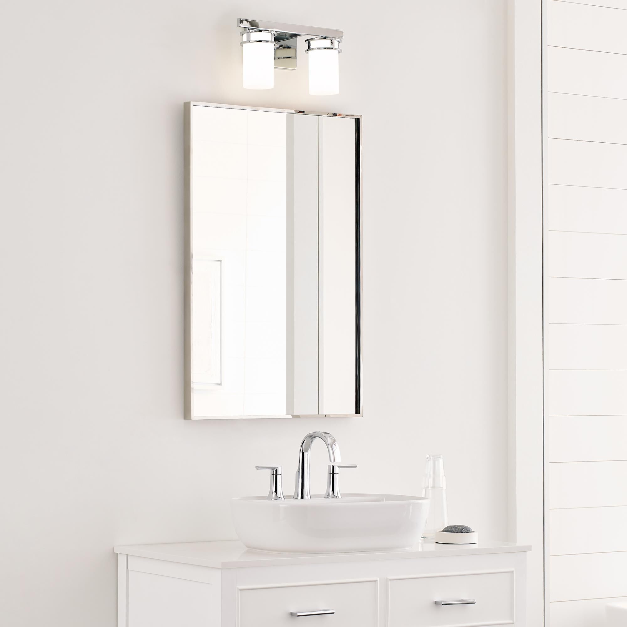 Shown in Chrome finish and Etched / White Inside glass