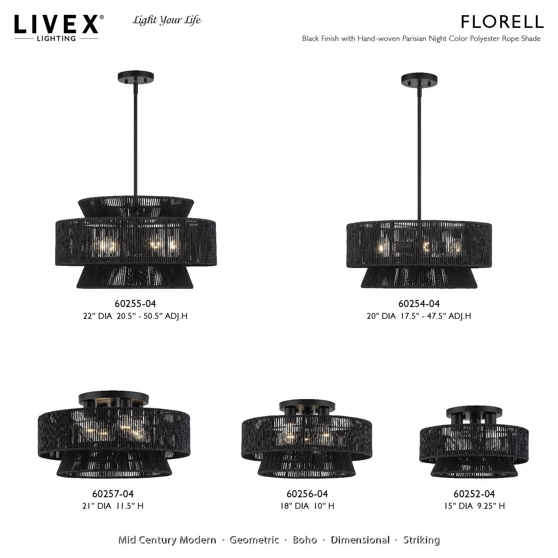 Florell 15 Inch Semi Flush Mount by Livex Lighting