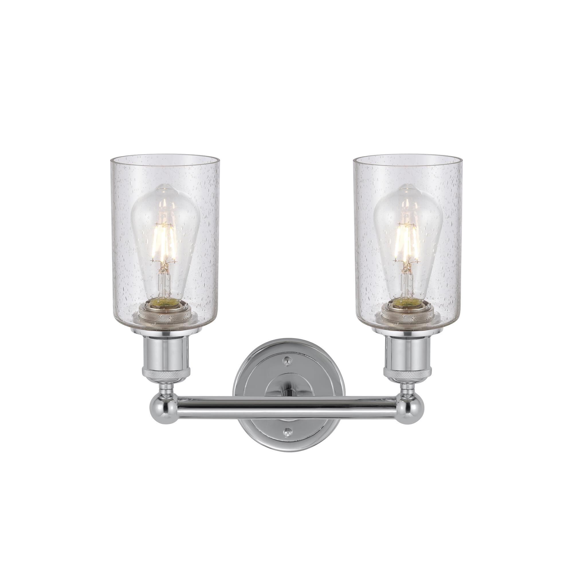 Shown in Polished Chrome finish and Seedy glass
