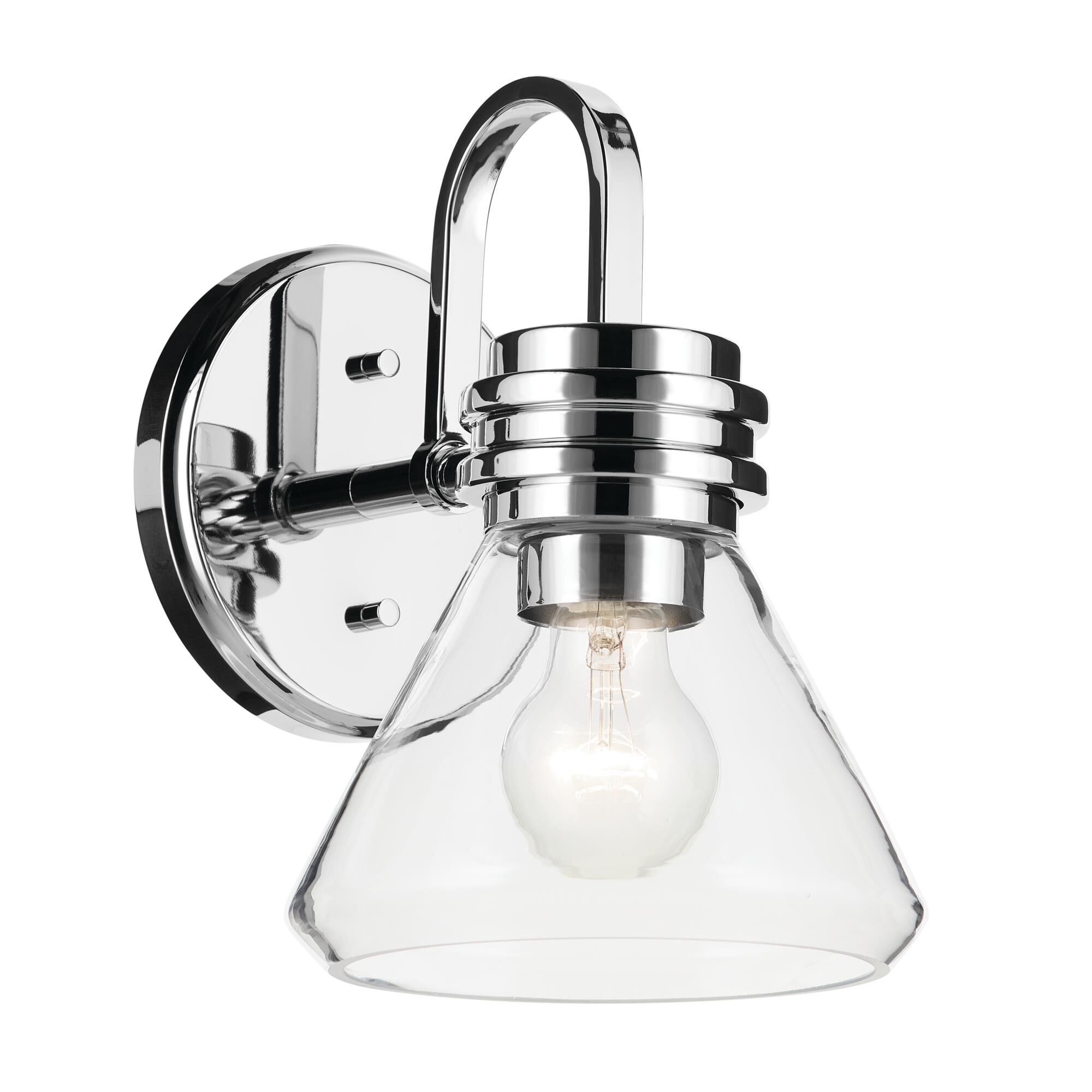 Shown in Chrome finish and Clear glass