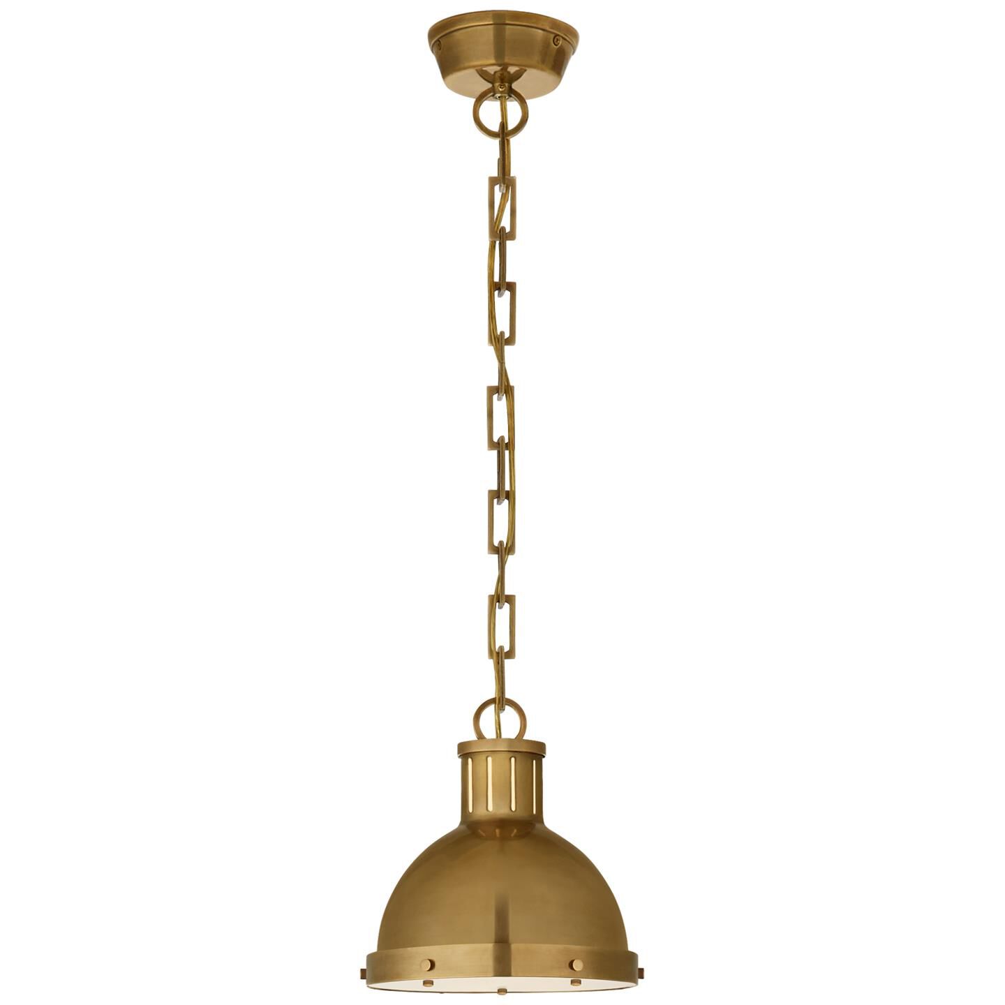 Shown in Hand-Rubbed Antique Brass finish and Frosted Acrylic glass