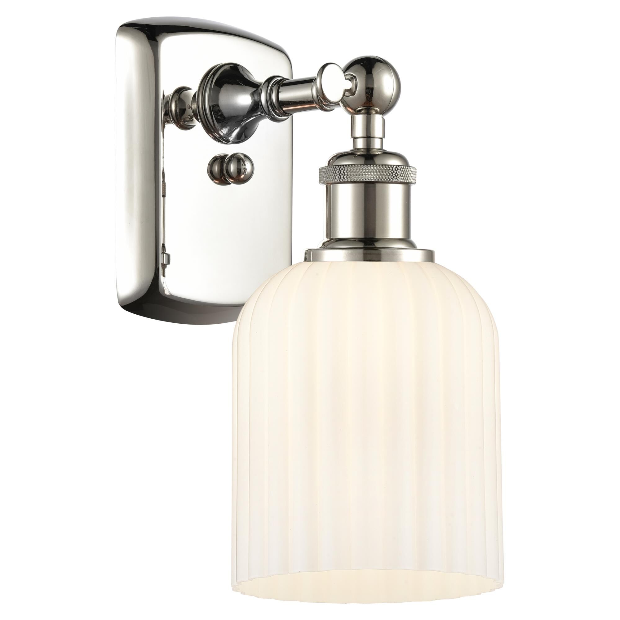 Shown in Polished Nickel finish and Gloss White shade