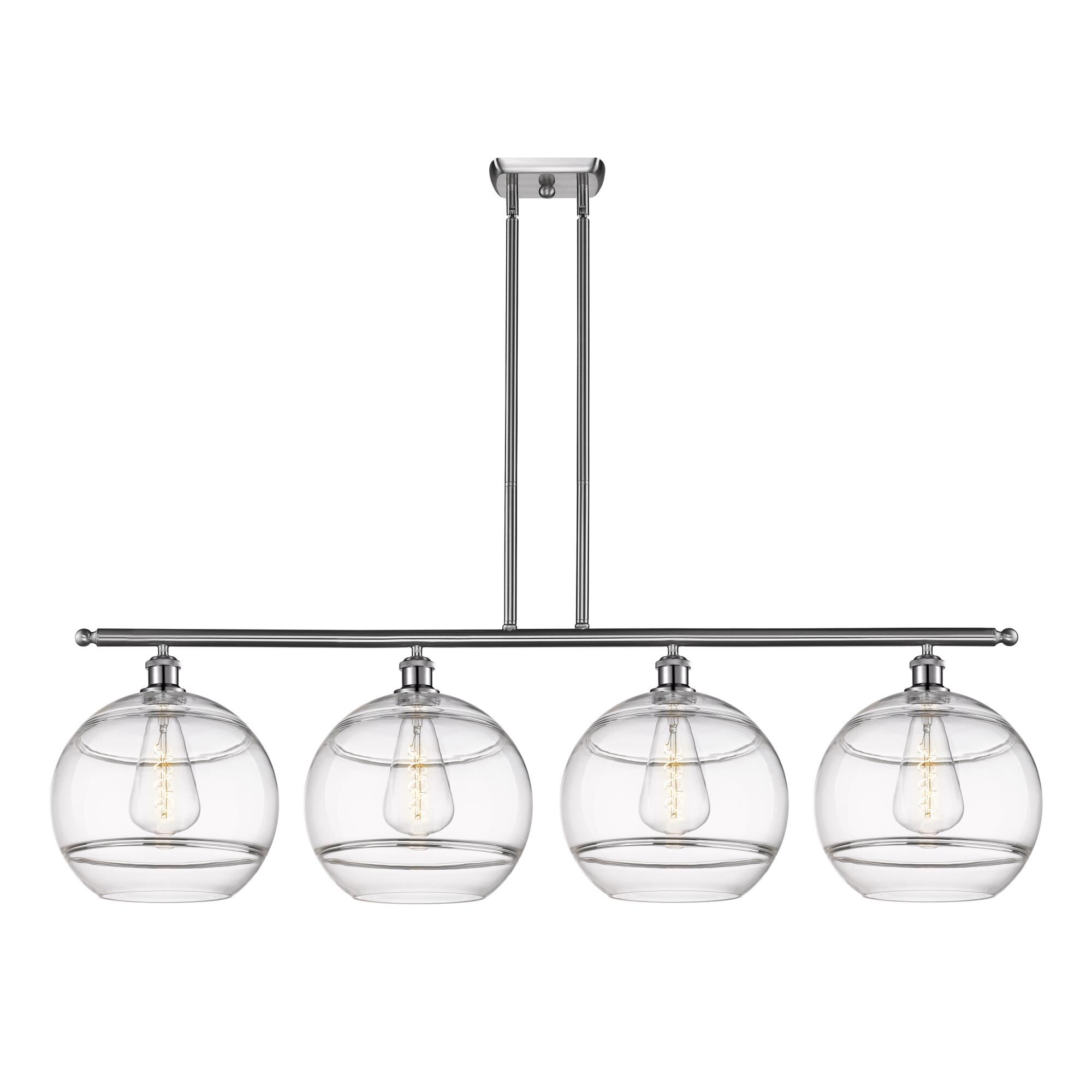 Shown in Brushed Satin Nickel finish and Clear glass