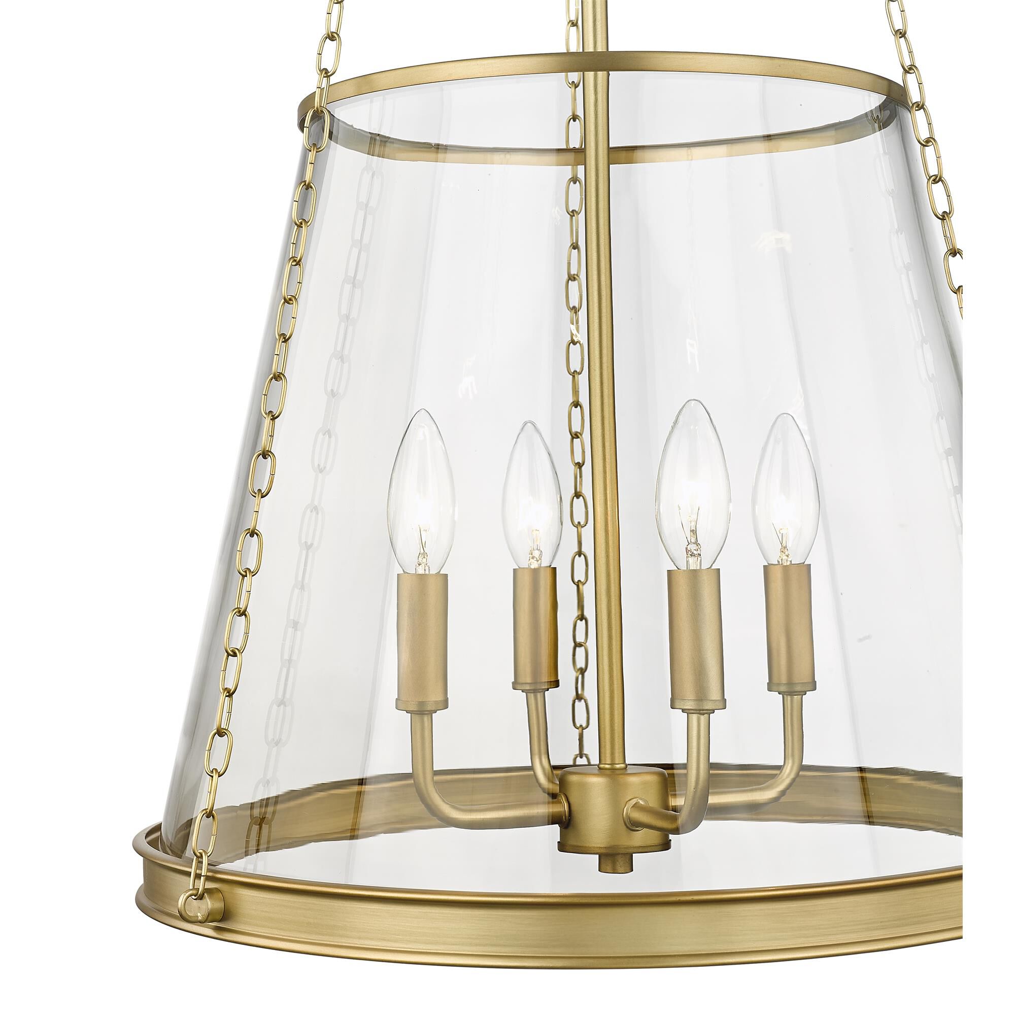 Shown in Rubbed Brass finish and Clear glass