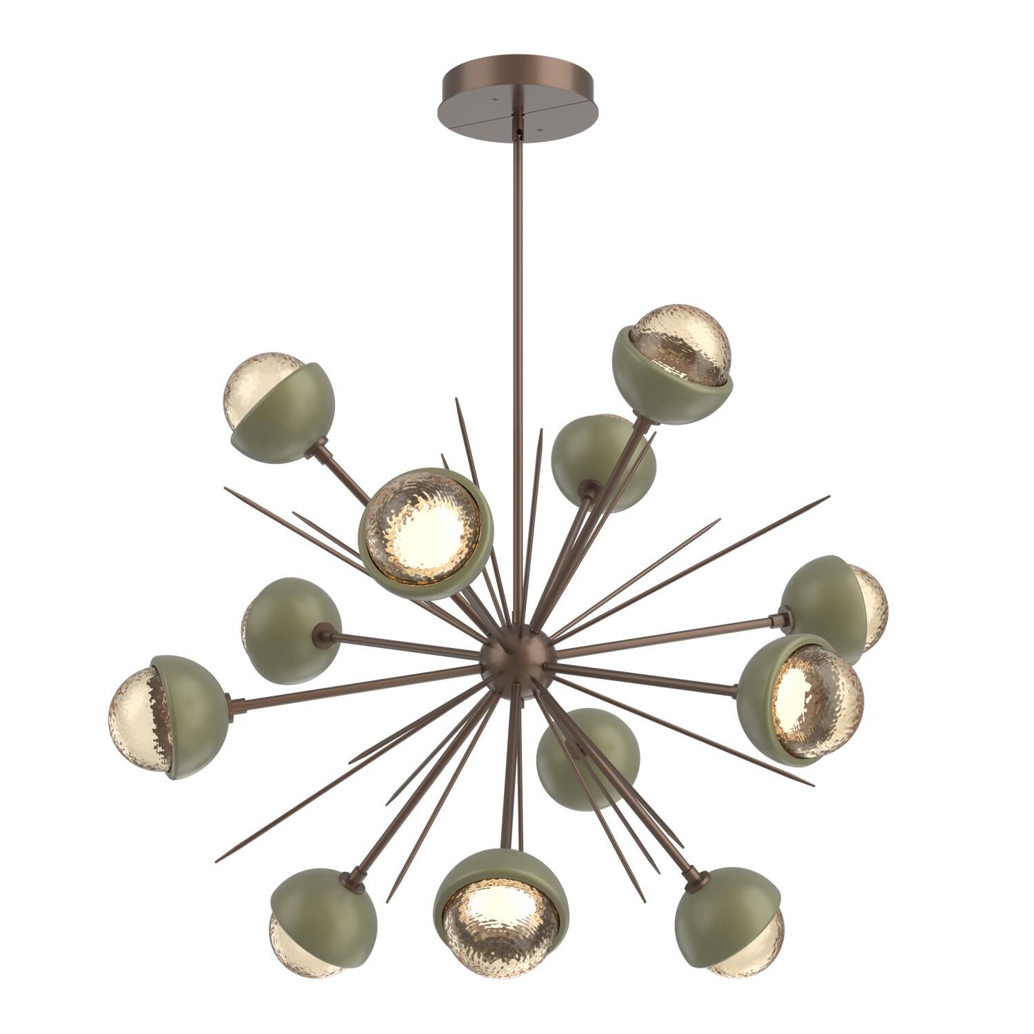 Shown in Burnished Bronze finish and Amber glass and Sage Green accent