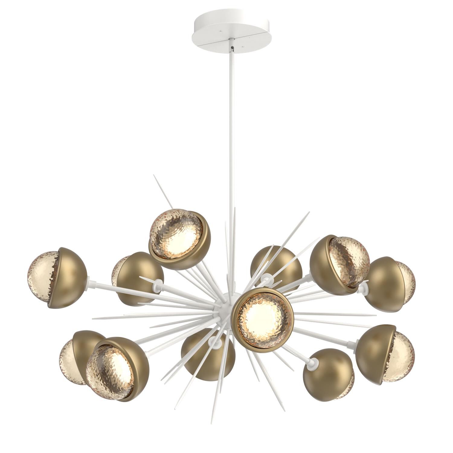 Shown in Salt White finish and Amber glass and Gilded Brass accent