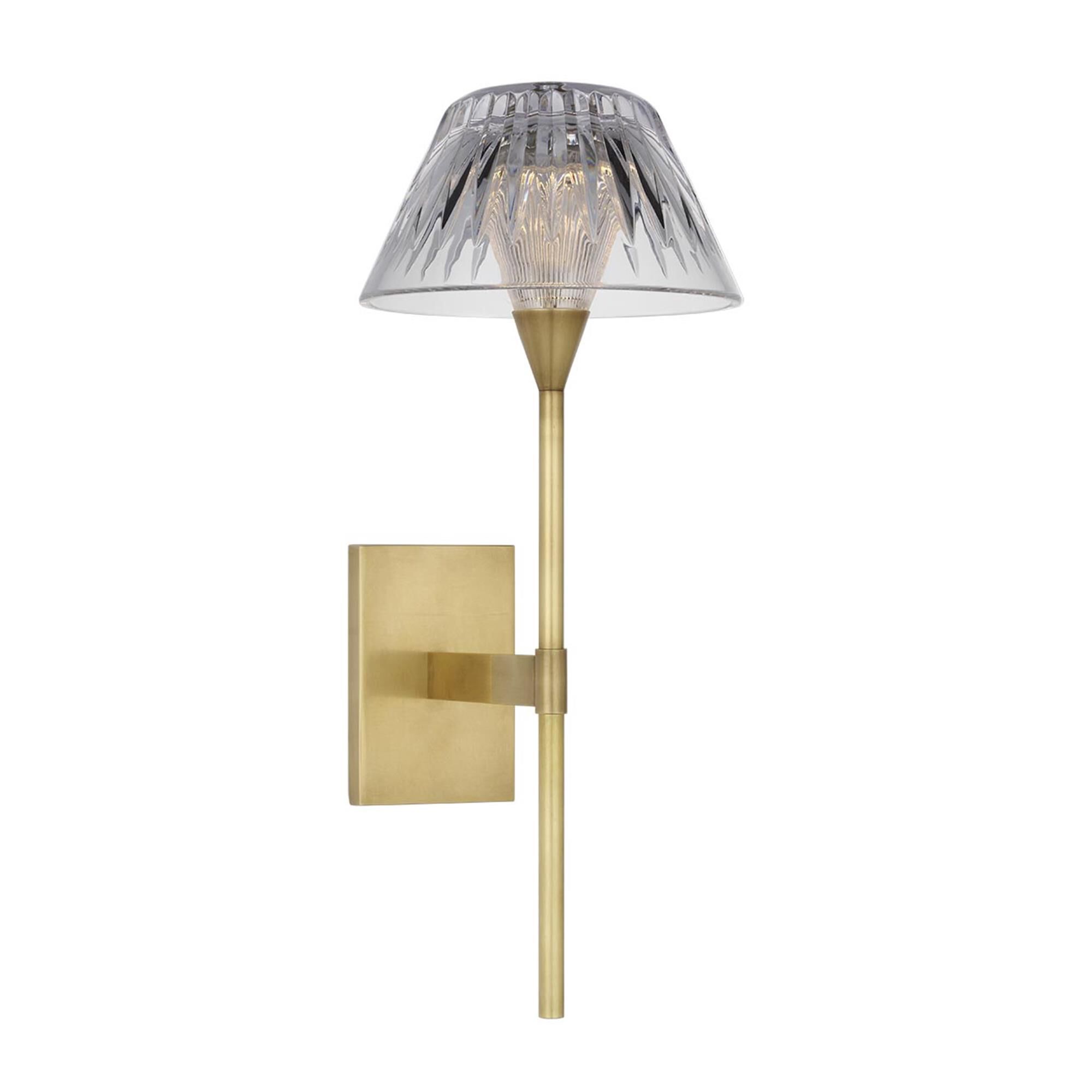 Shown in Natural Brass finish and Clear crystal