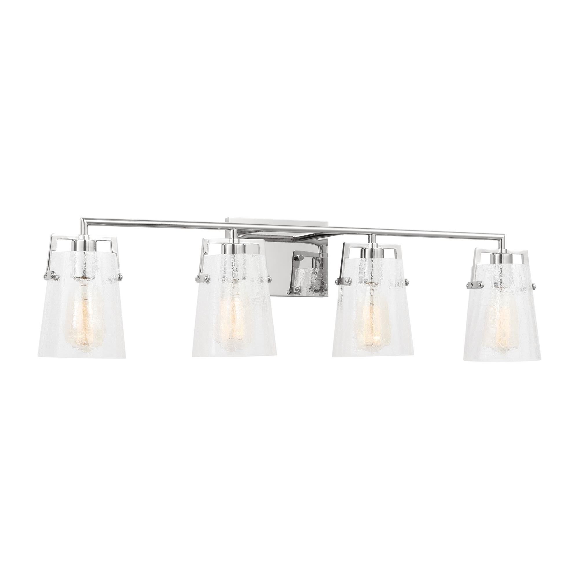 Shown in Chrome finish and Clear Crackle glass