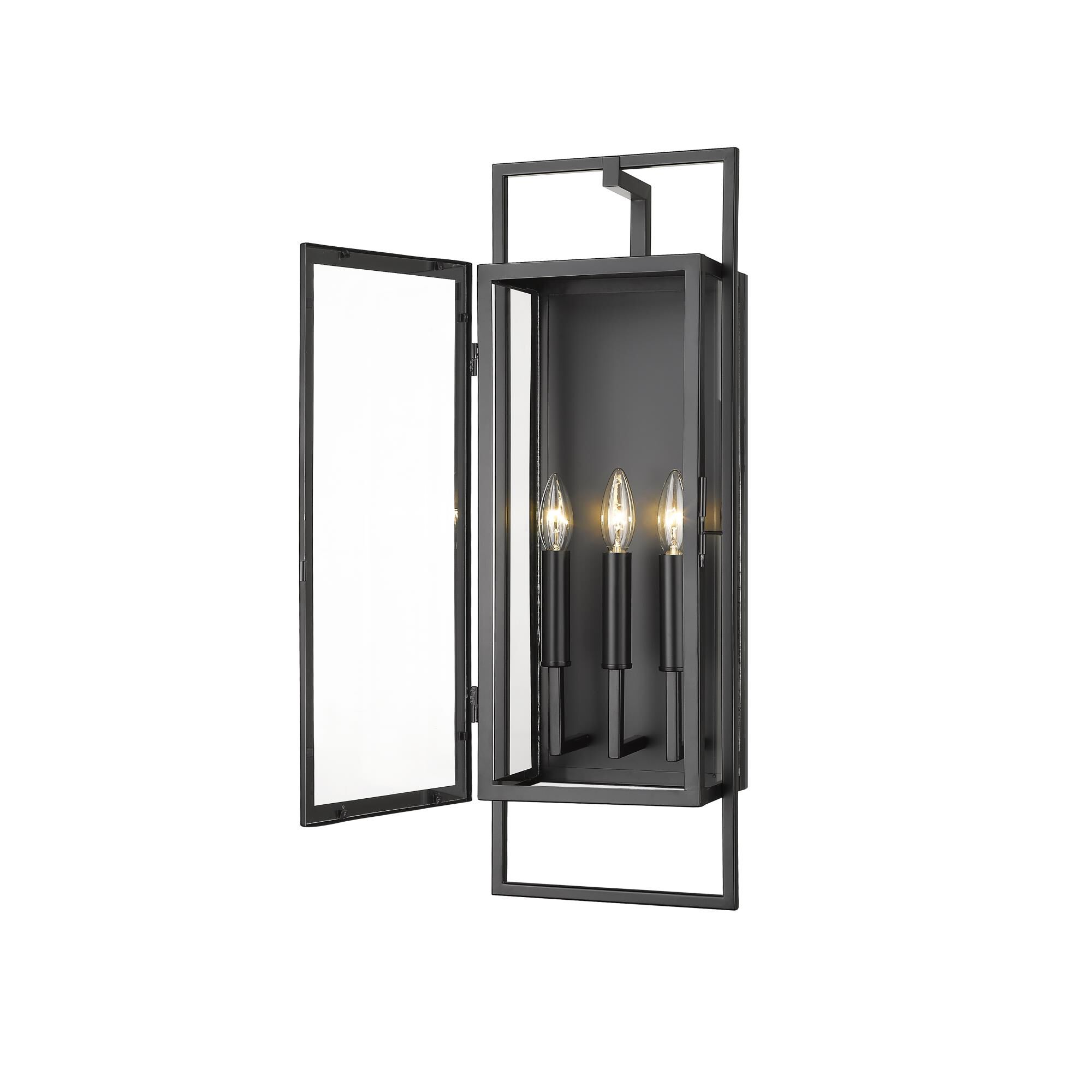 Shown in Black finish and Glass shade