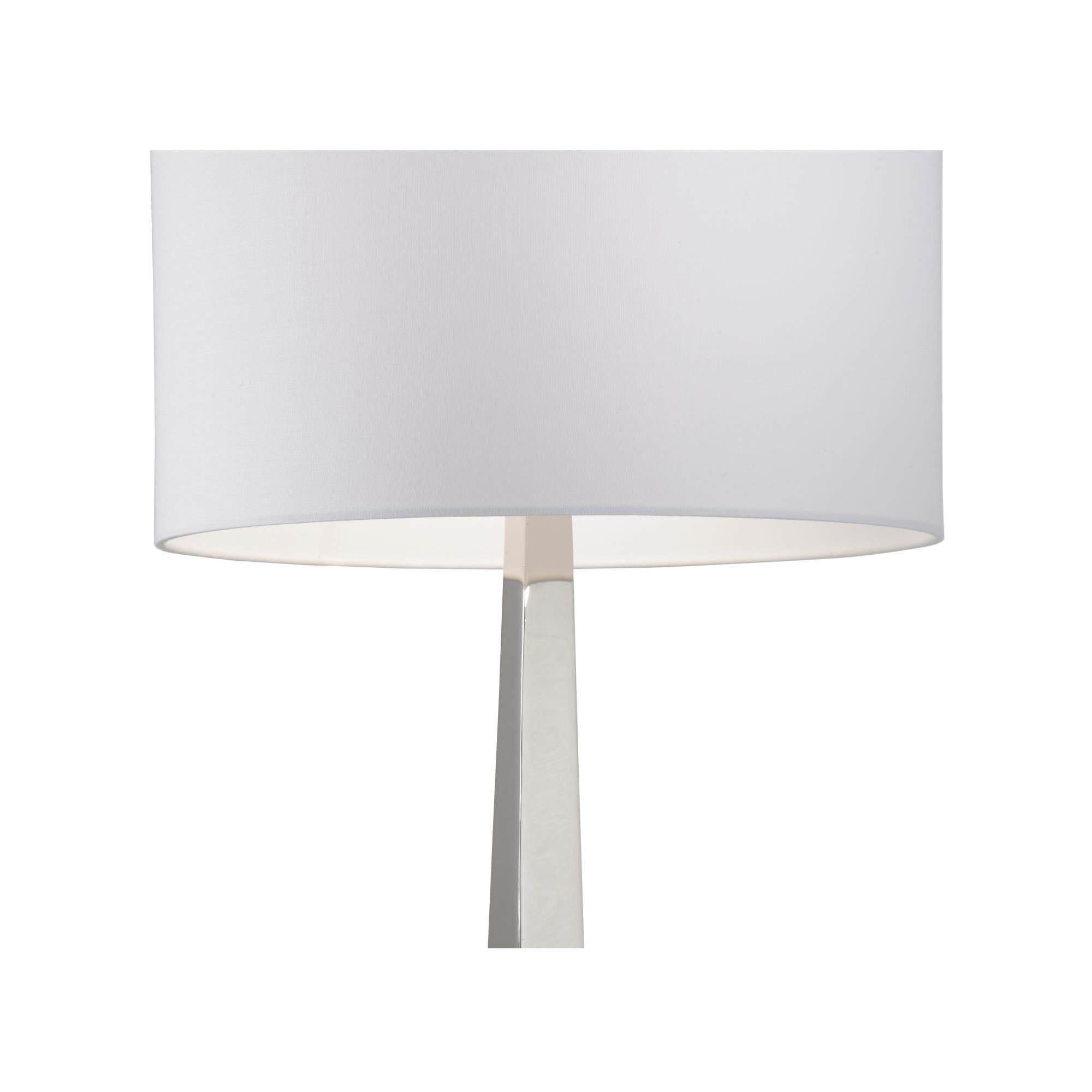 Shown in Polished Nickel finish and White Linen shade
