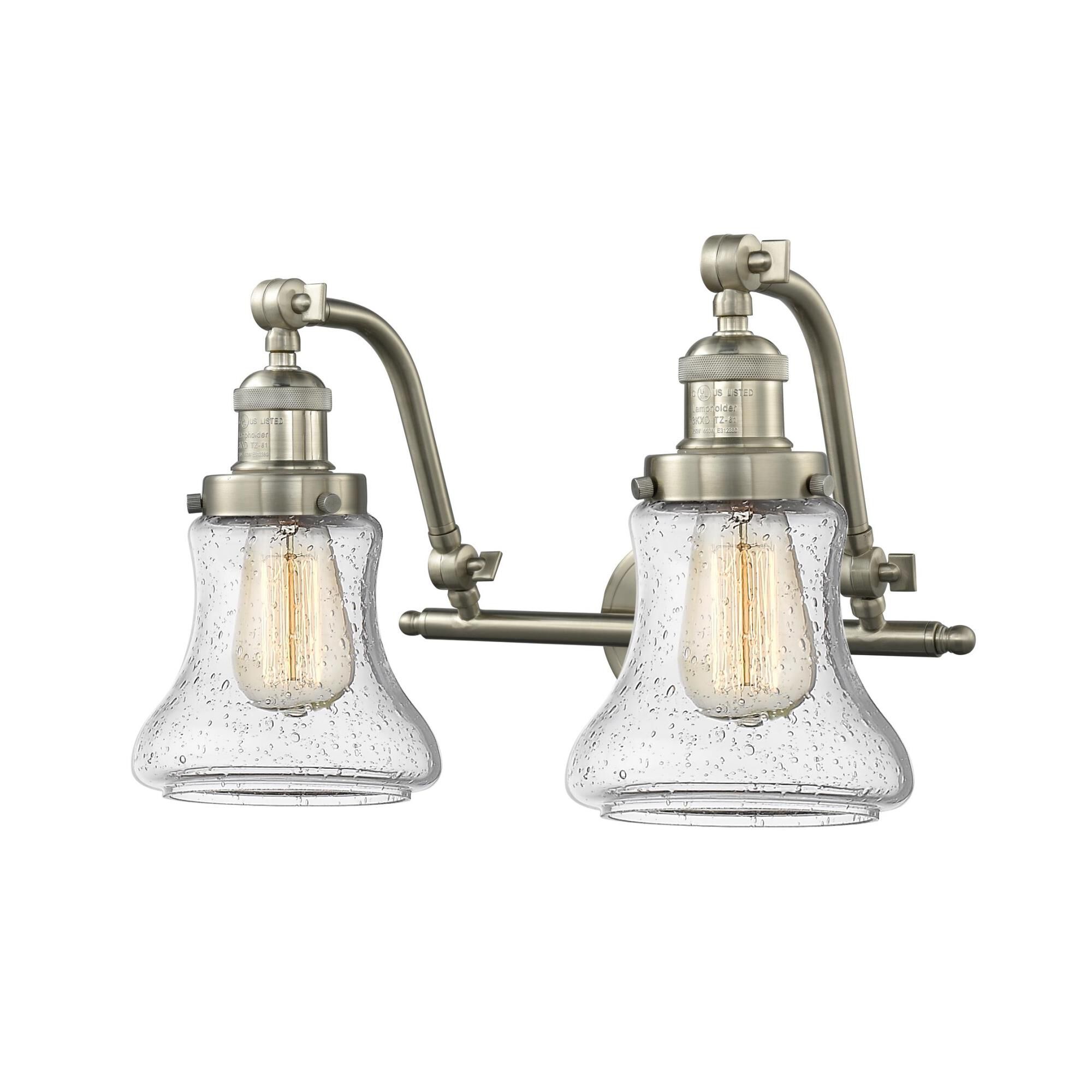 Shown in Brushed Satin Nickel finish and Seedy glass