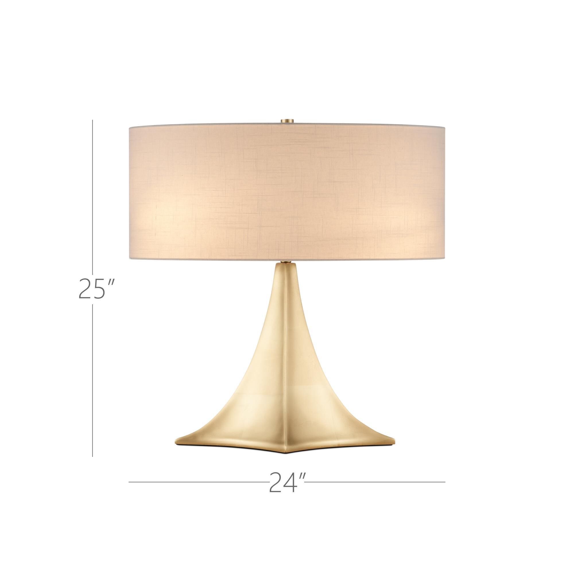 Shown in Gold Leaf finish and White Linen shade