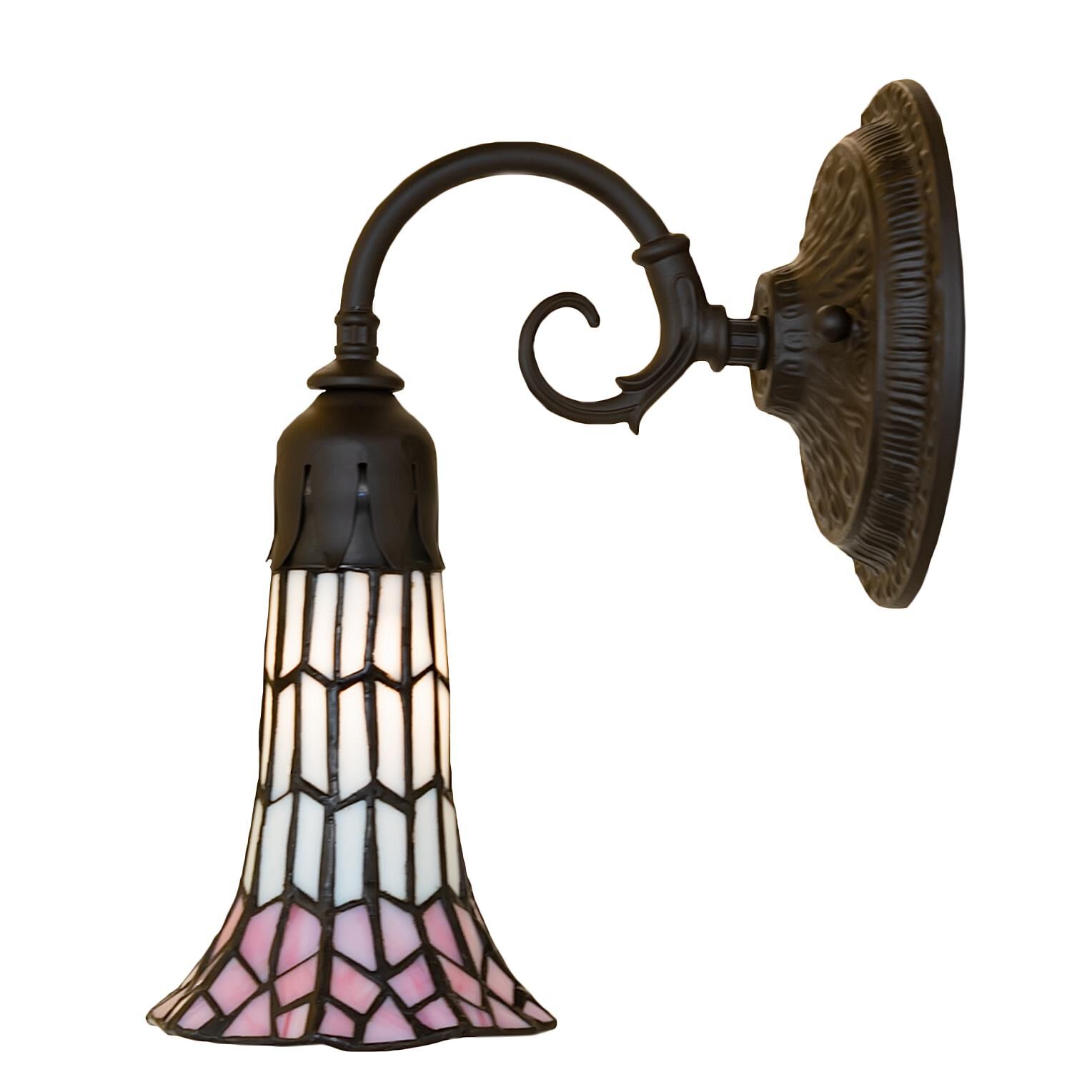 Shown in Oil Rubbed Bronze finish and Pink;White glass