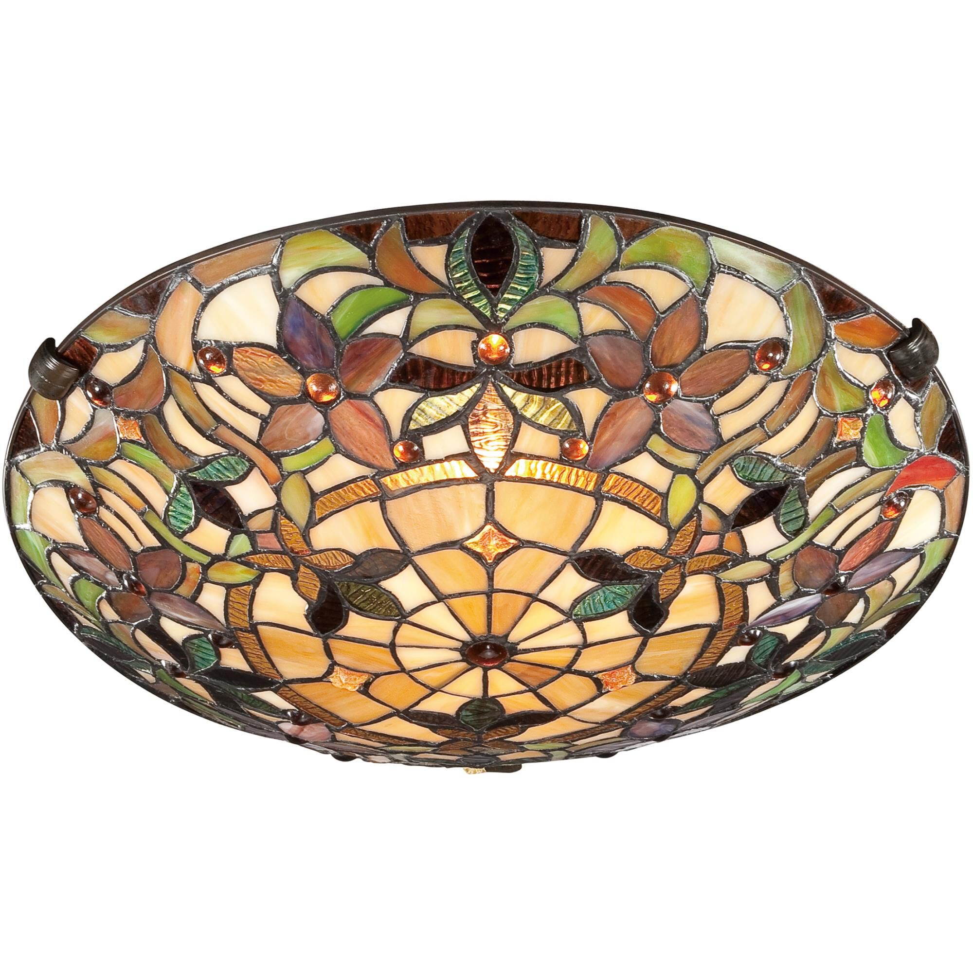 Shown in Vintage Bronze finish and Tiffany glass