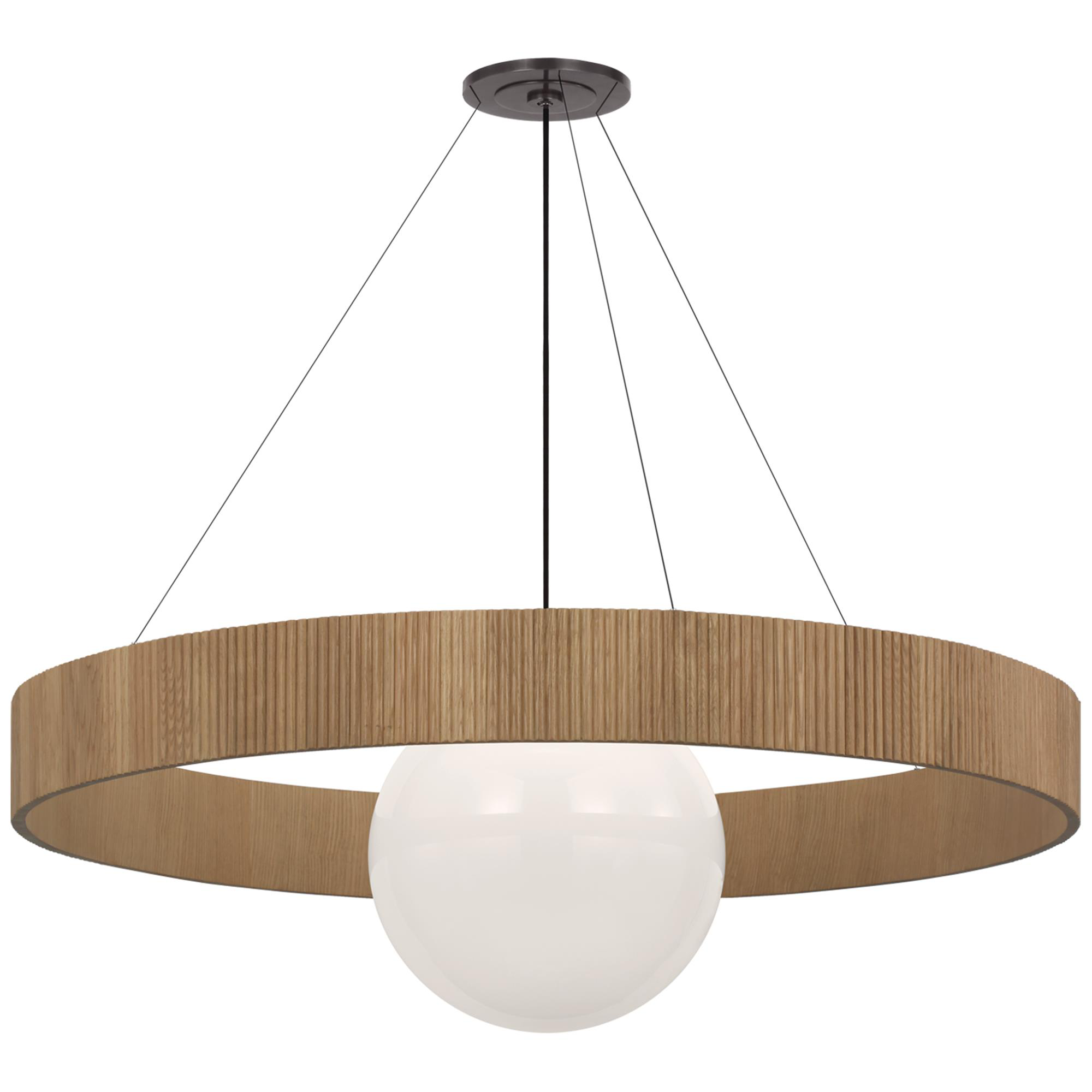 Shown in Bronze and Natural Oak finish and White glass