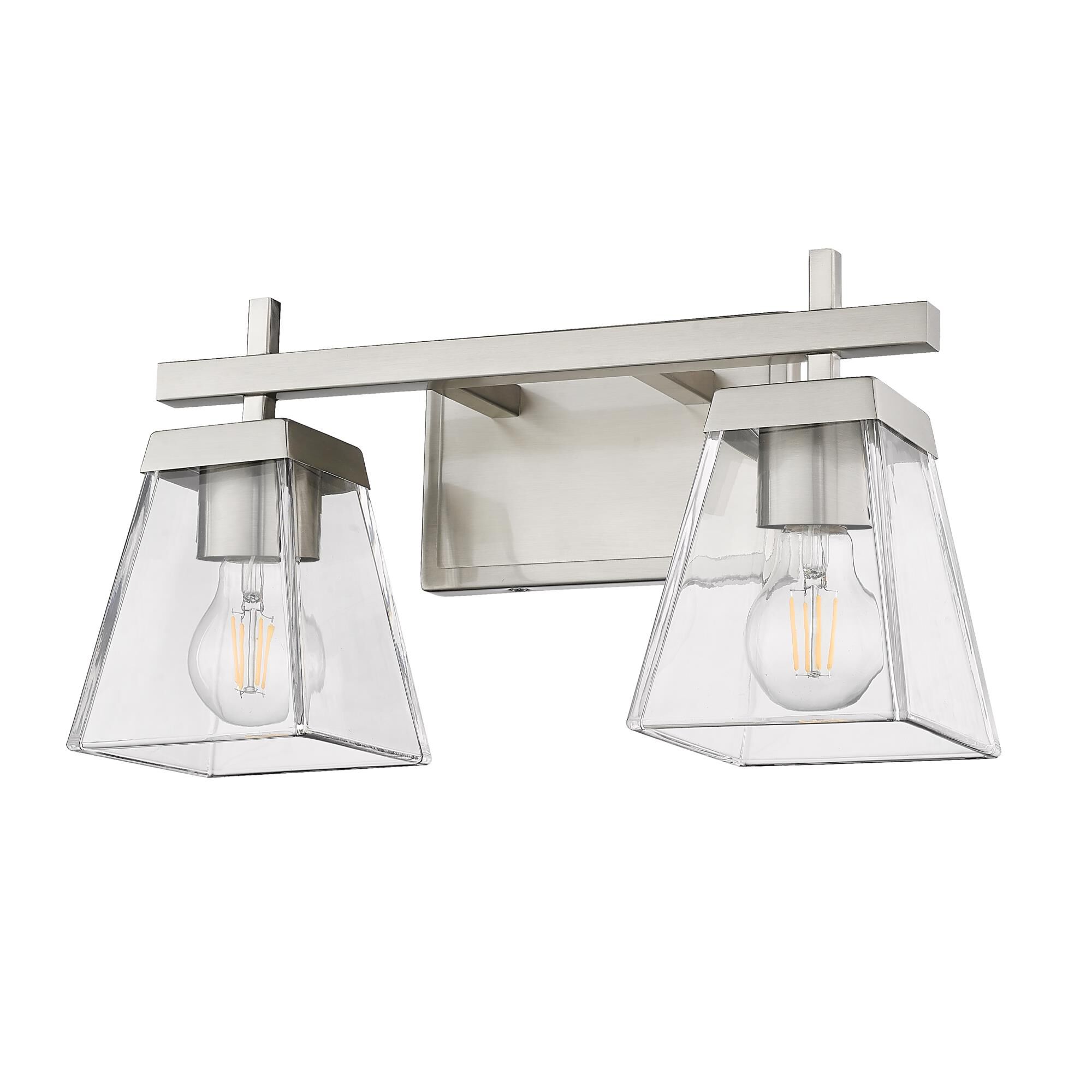 Shown in Brushed Nickel finish and Clear glass