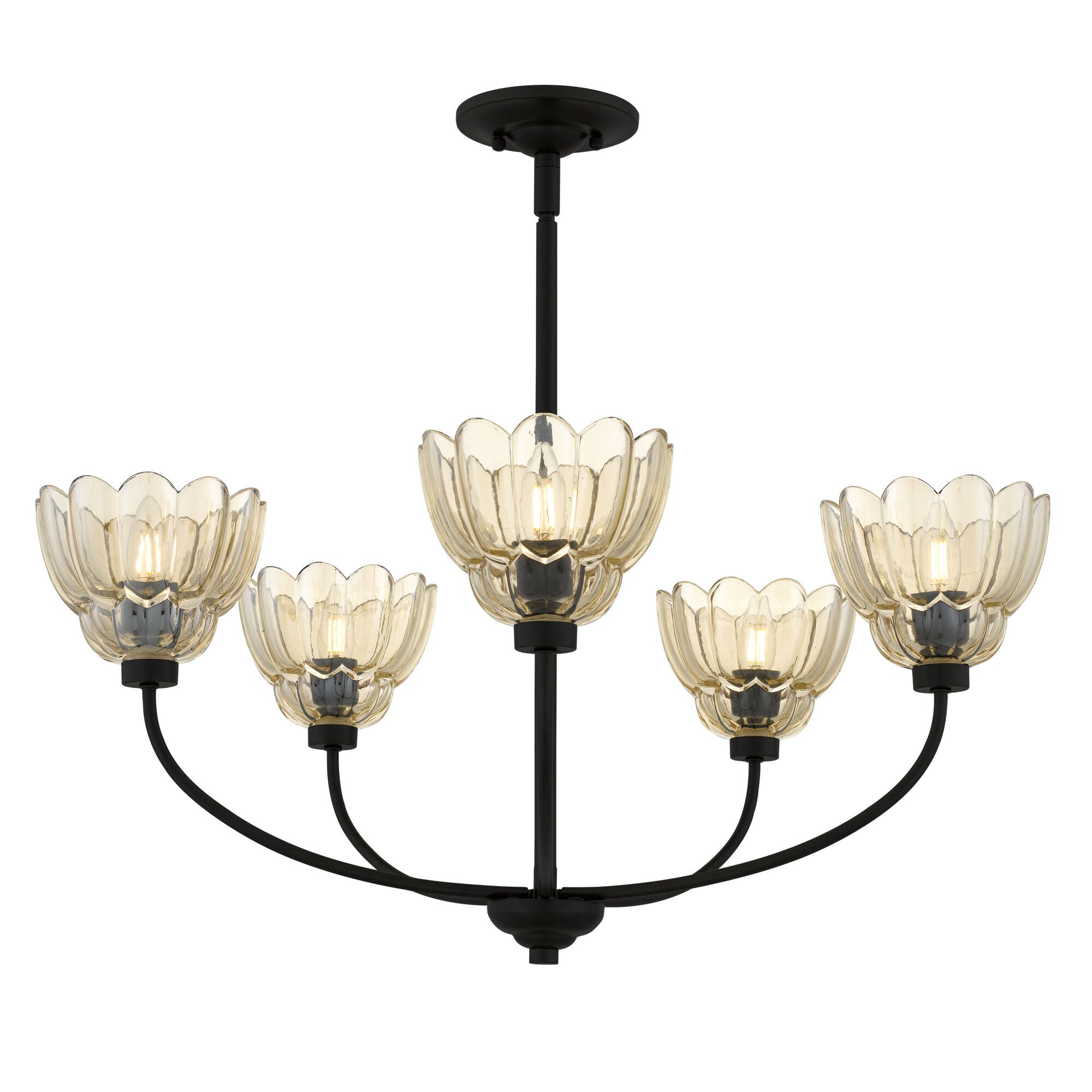Shown in Mottled Cocoa finish and Amber Glass shade