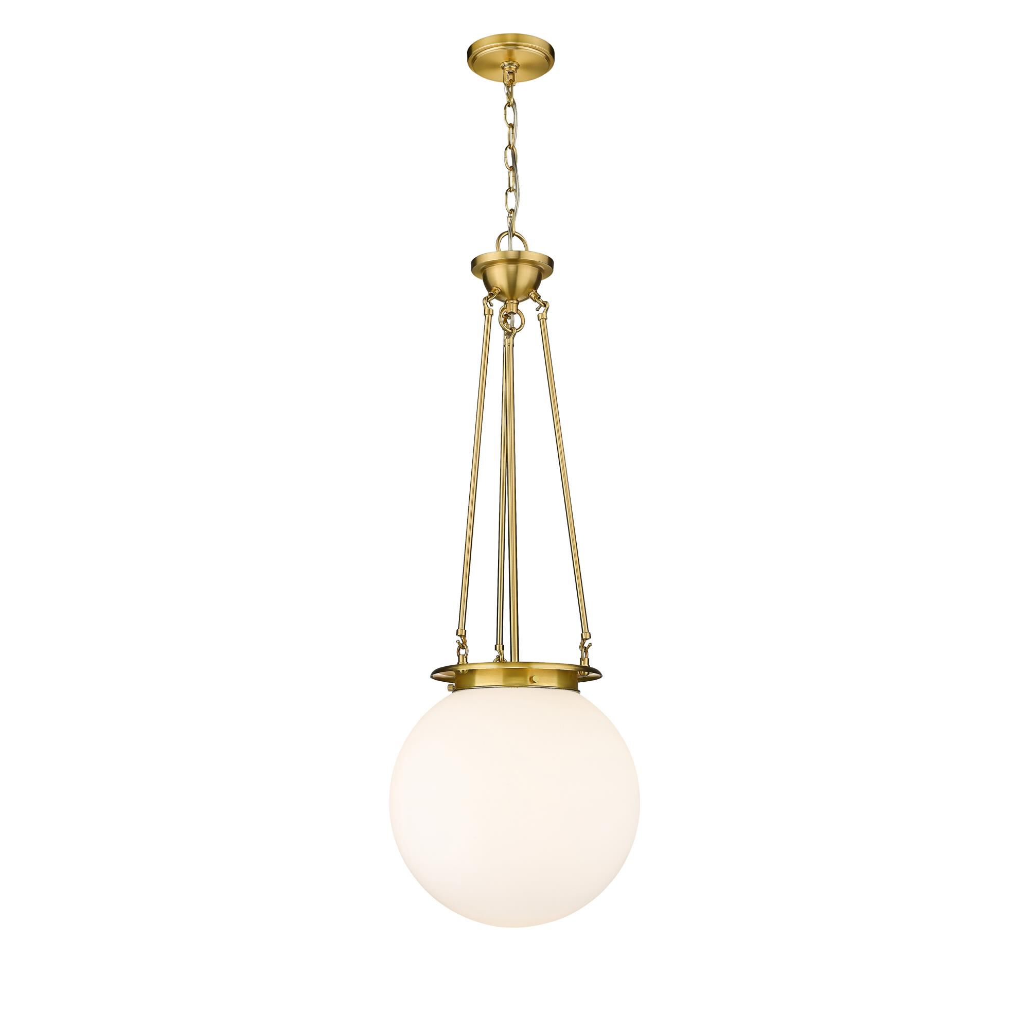 Shown in Satin Gold finish and Matte White glass