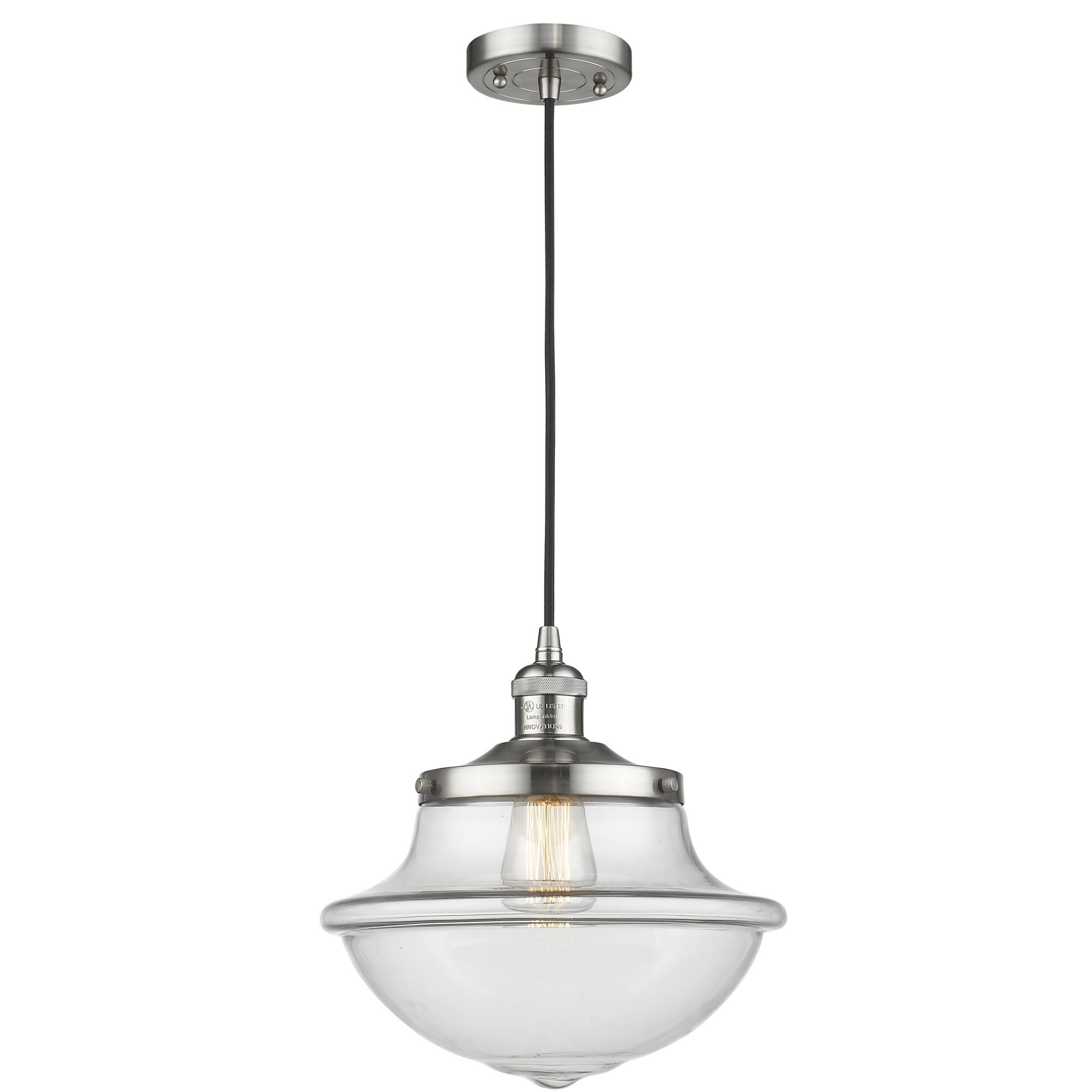 Shown in Brushed Satin Nickel finish and Clear glass