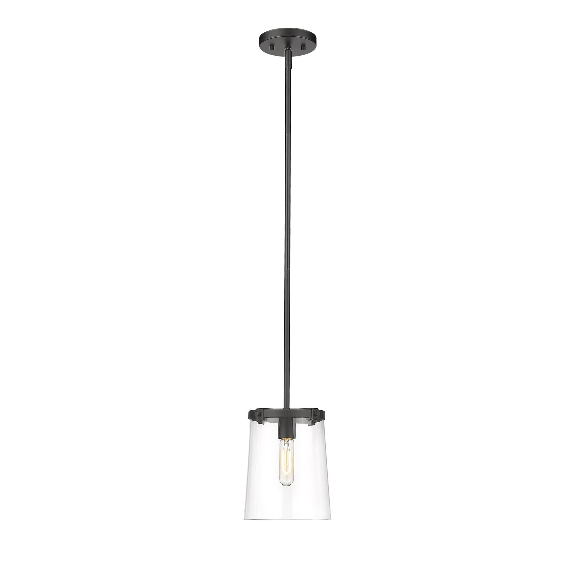 Shown in Matte Black finish and Glass shade