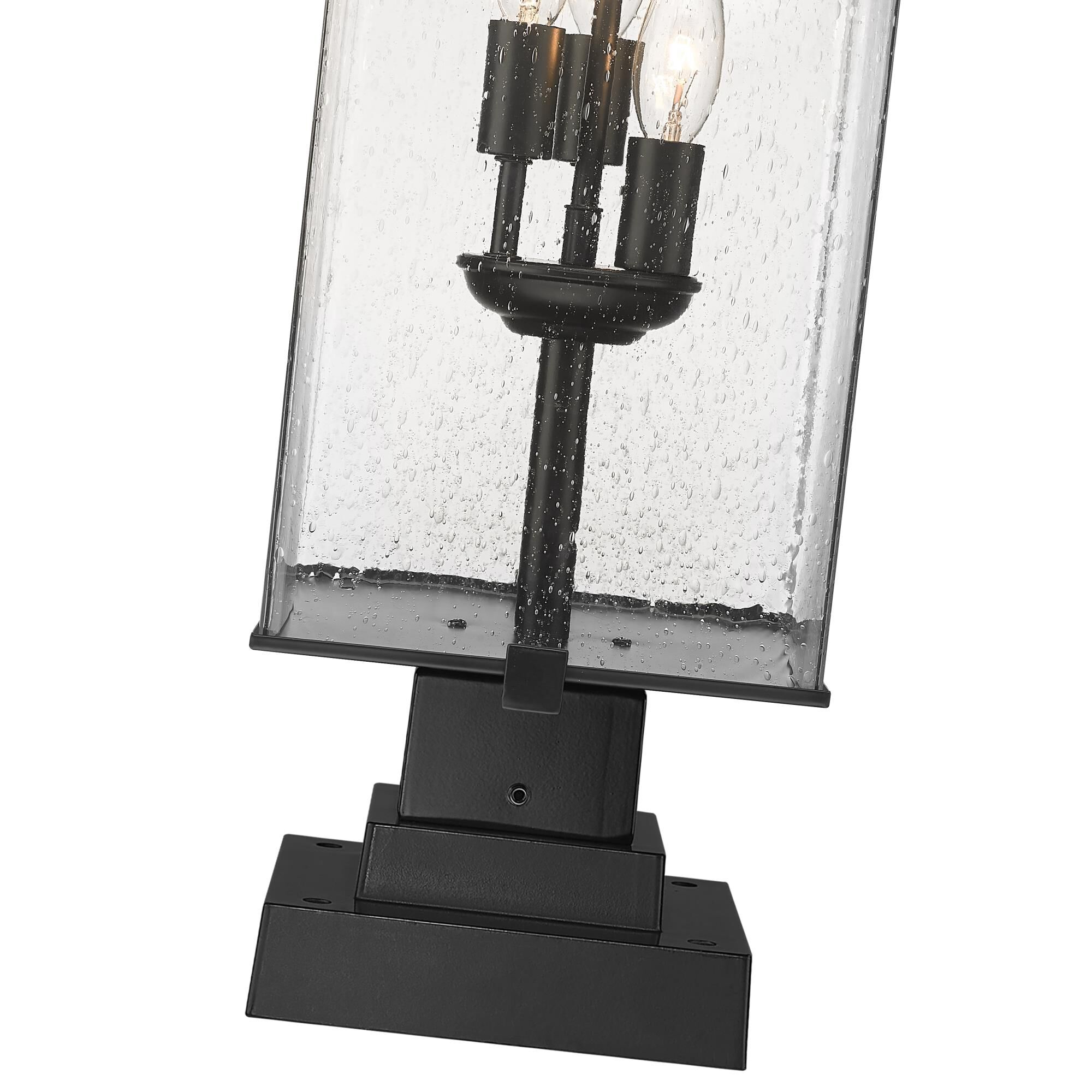Shown in Black finish and Glass shade