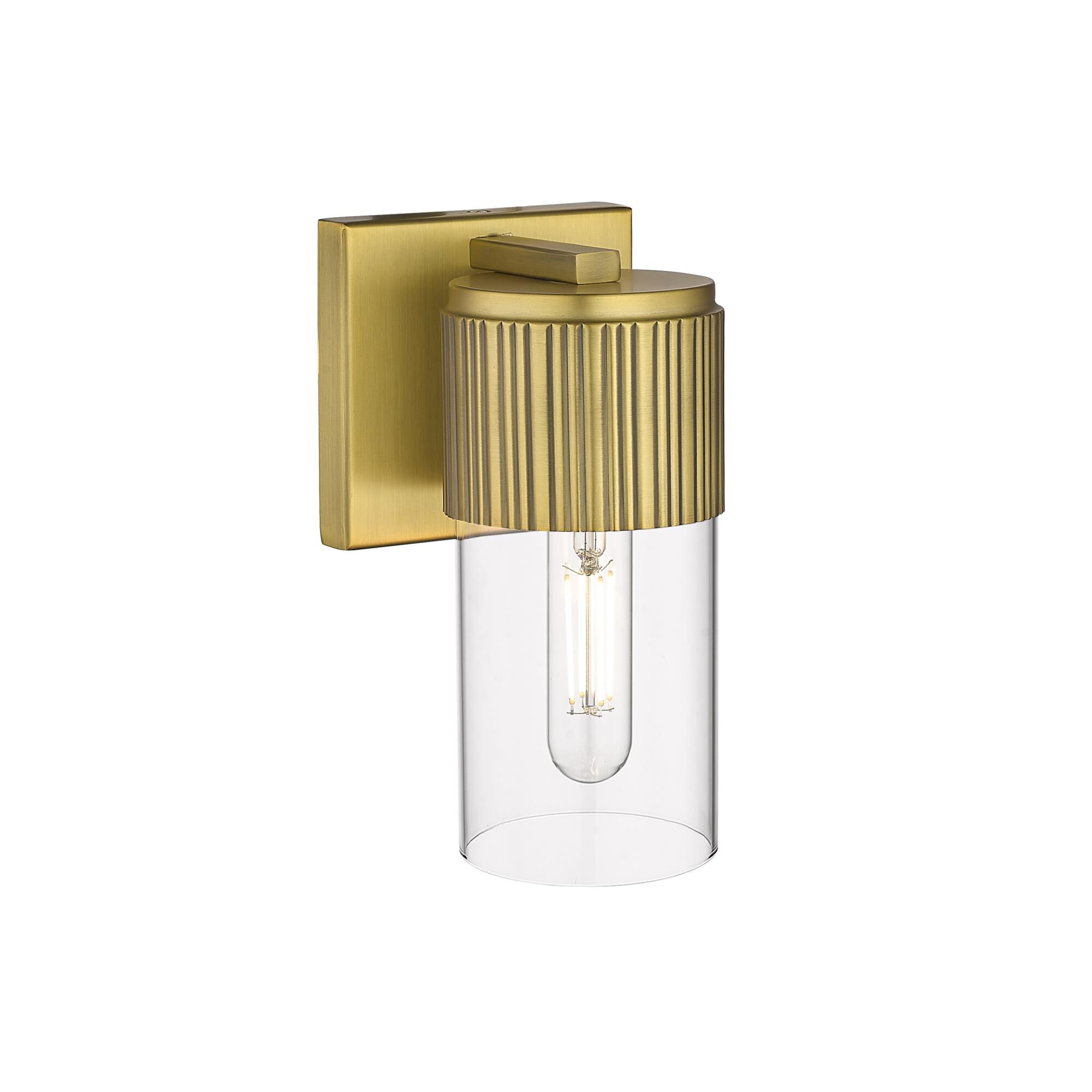 Shown in Brushed Brass finish and Clear glass