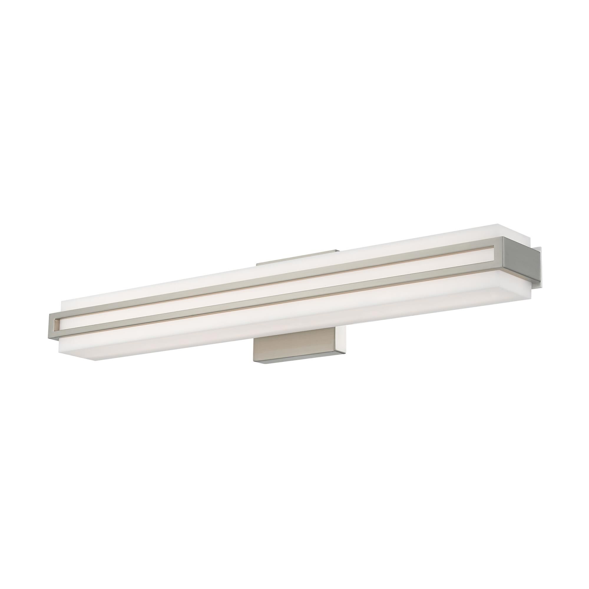 Shown in Brushed Nickel finish and Satin White Acrylic shade