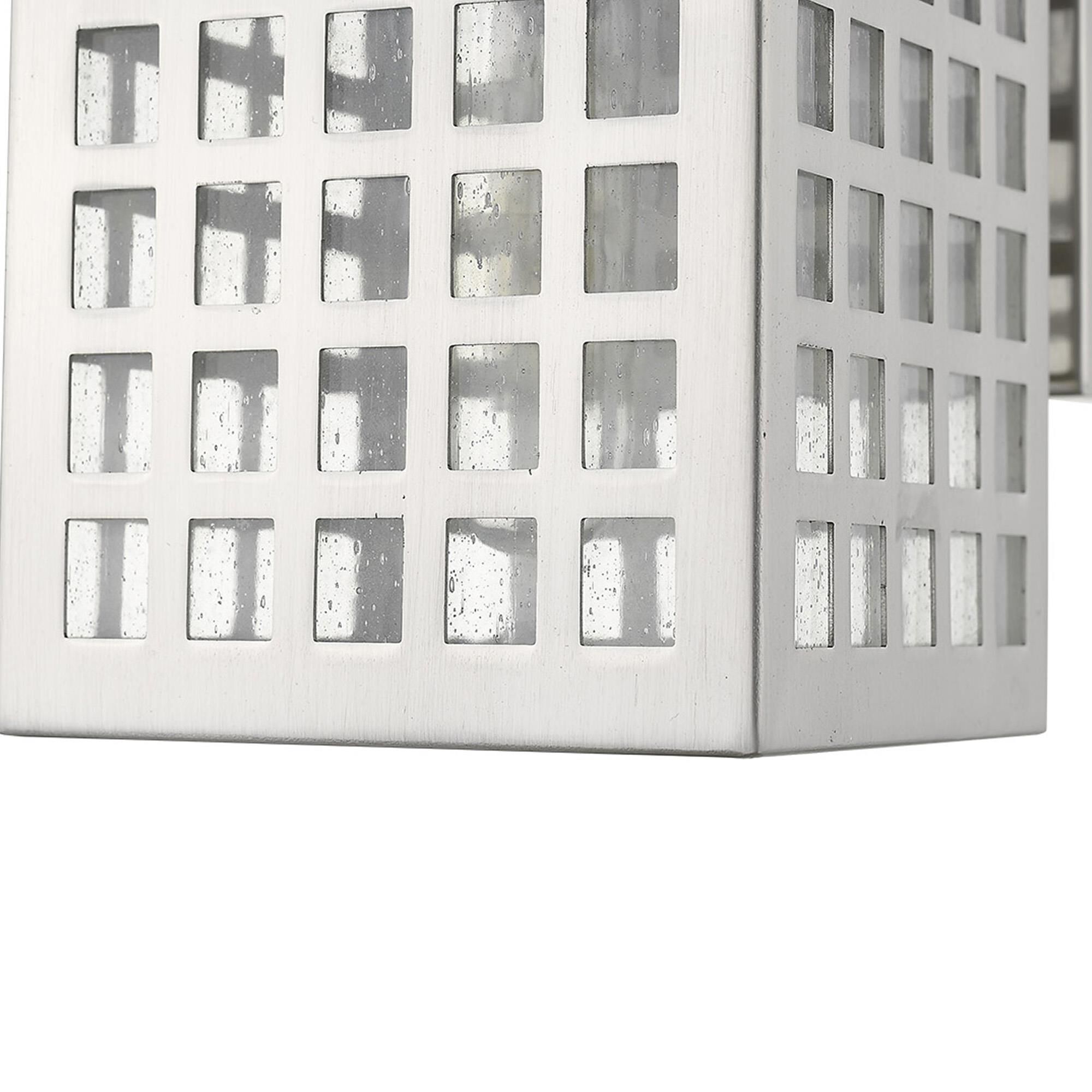 Shown in Satin Nickel finish and Clear glass and Clear, Seedy Glass Panes shade