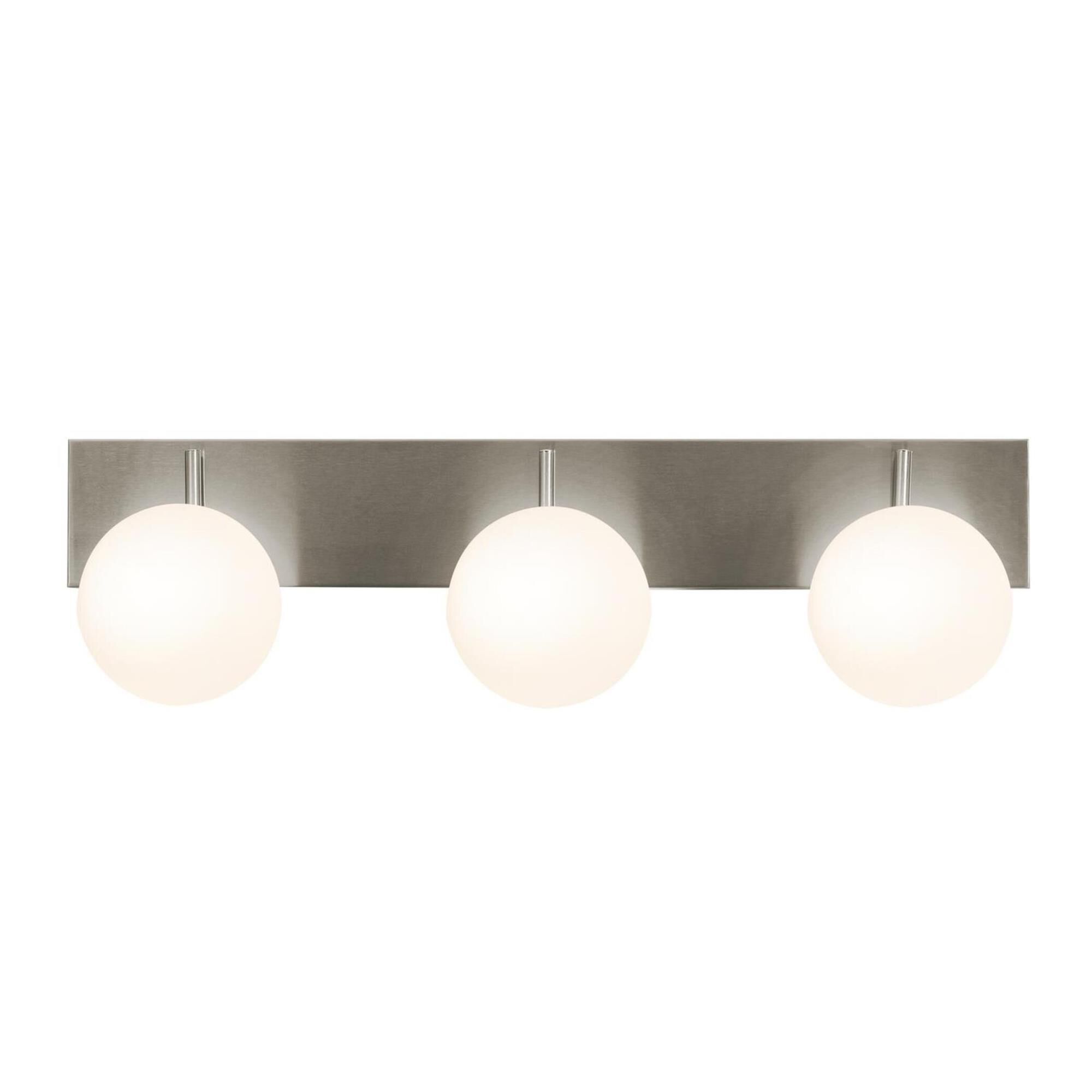 Shown in Satin Nickel finish and White glass