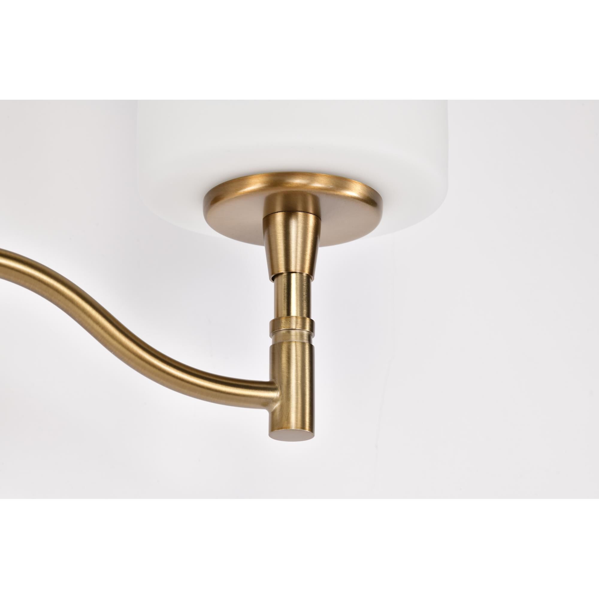 Shown in Burnished Brass finish and White Opal glass