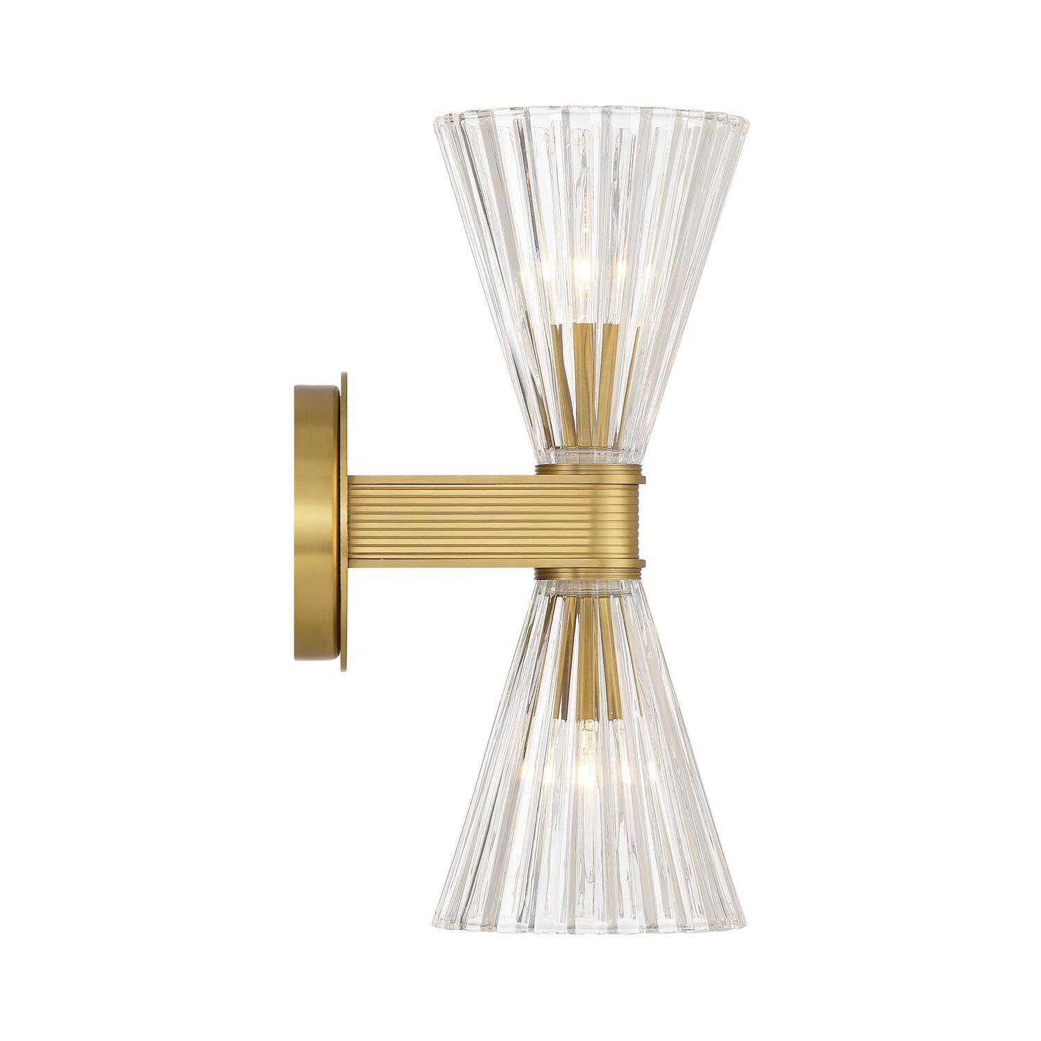 Shown in Luxe Gold finish and Glass shade