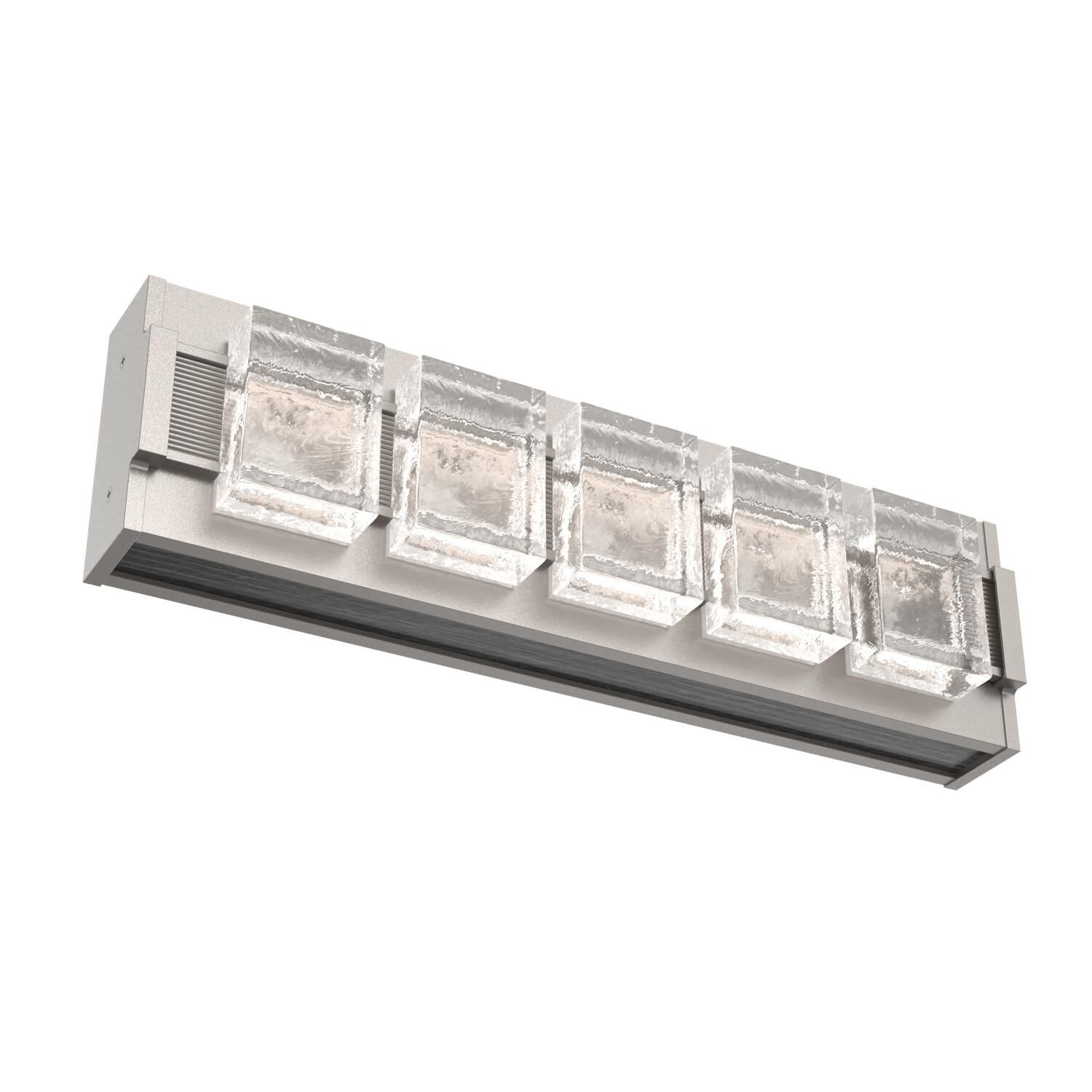 Shown in Beige Silver finish and Smooth Seeded glass and Dark Oak accent