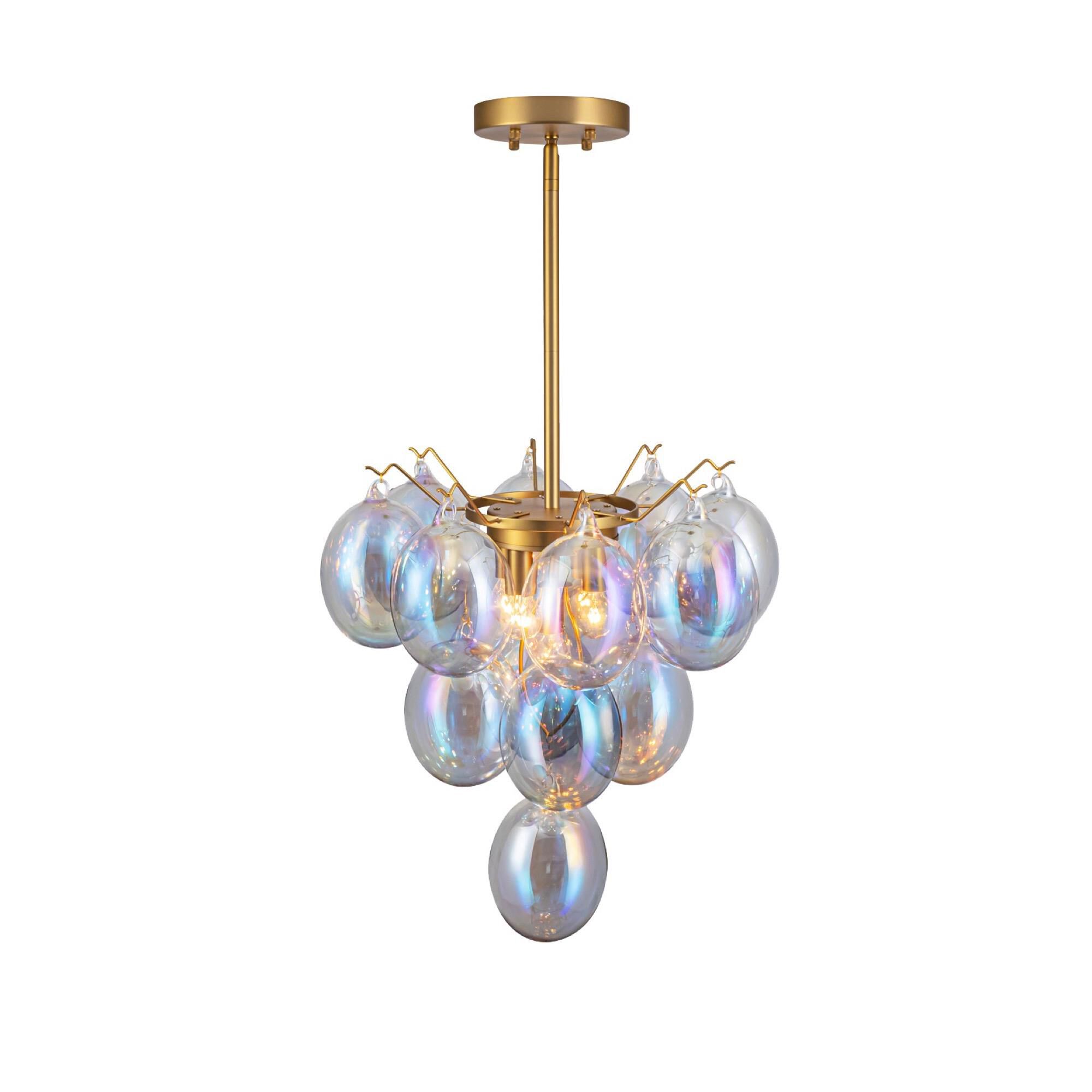 Shown in Brass finish and Glass shade