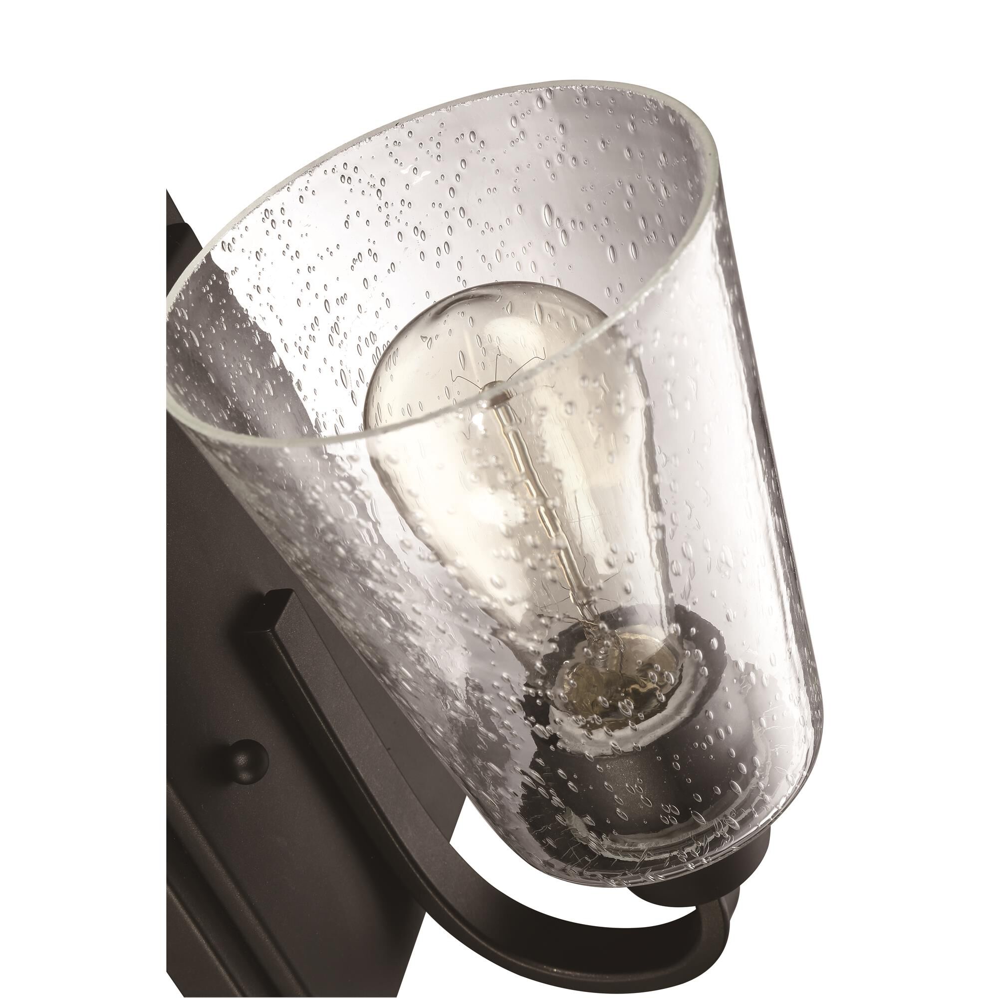 Shown in Espresso finish and Clear Seeded glass and Glass shade