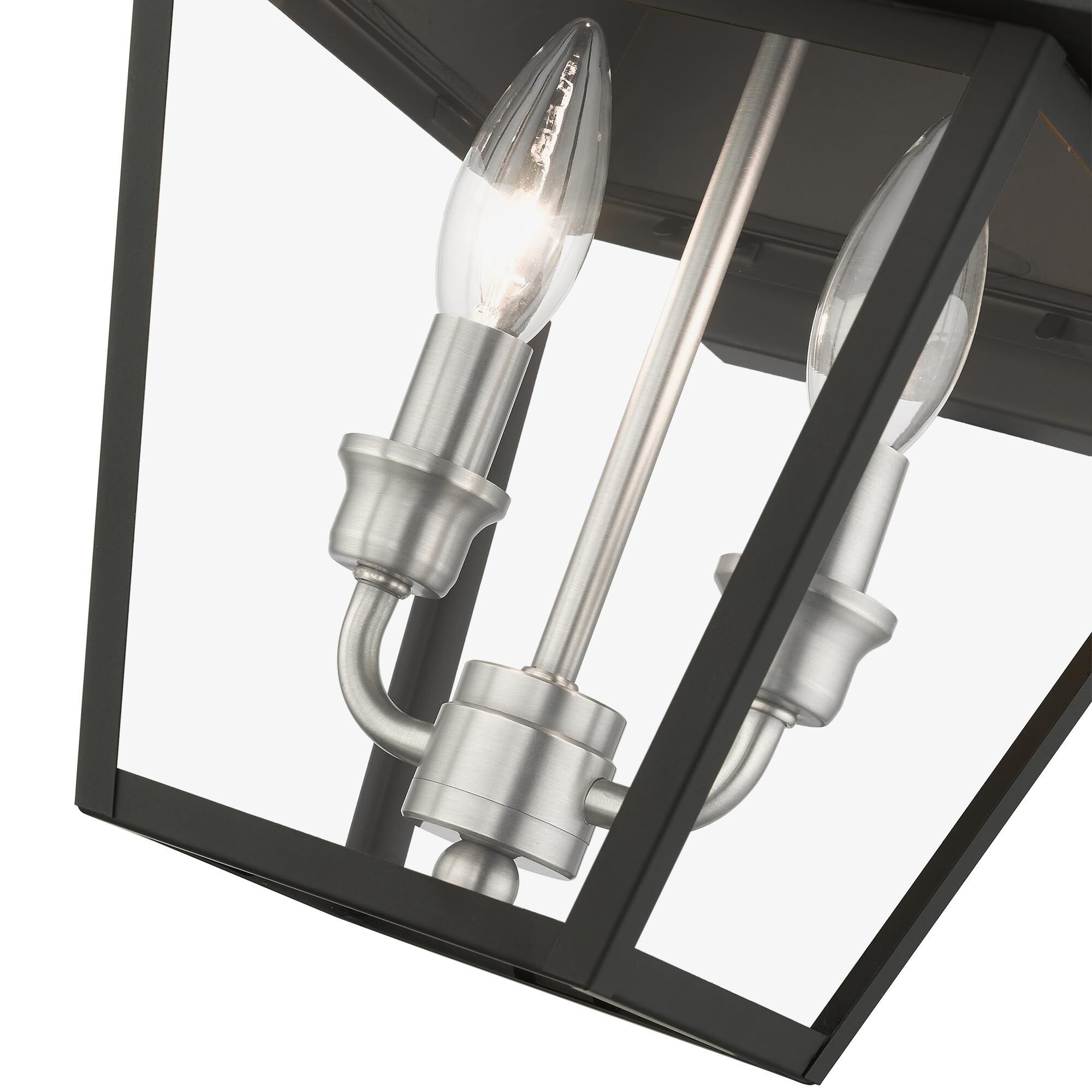 Shown in Black finish and Clear glass