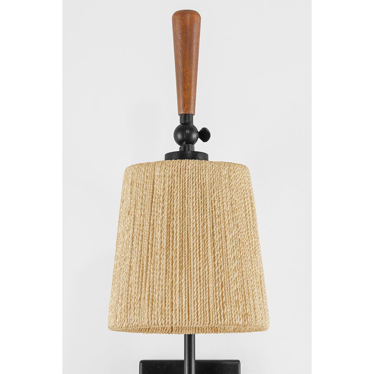 Shown in Textured Black finish and Natural Abaca shade