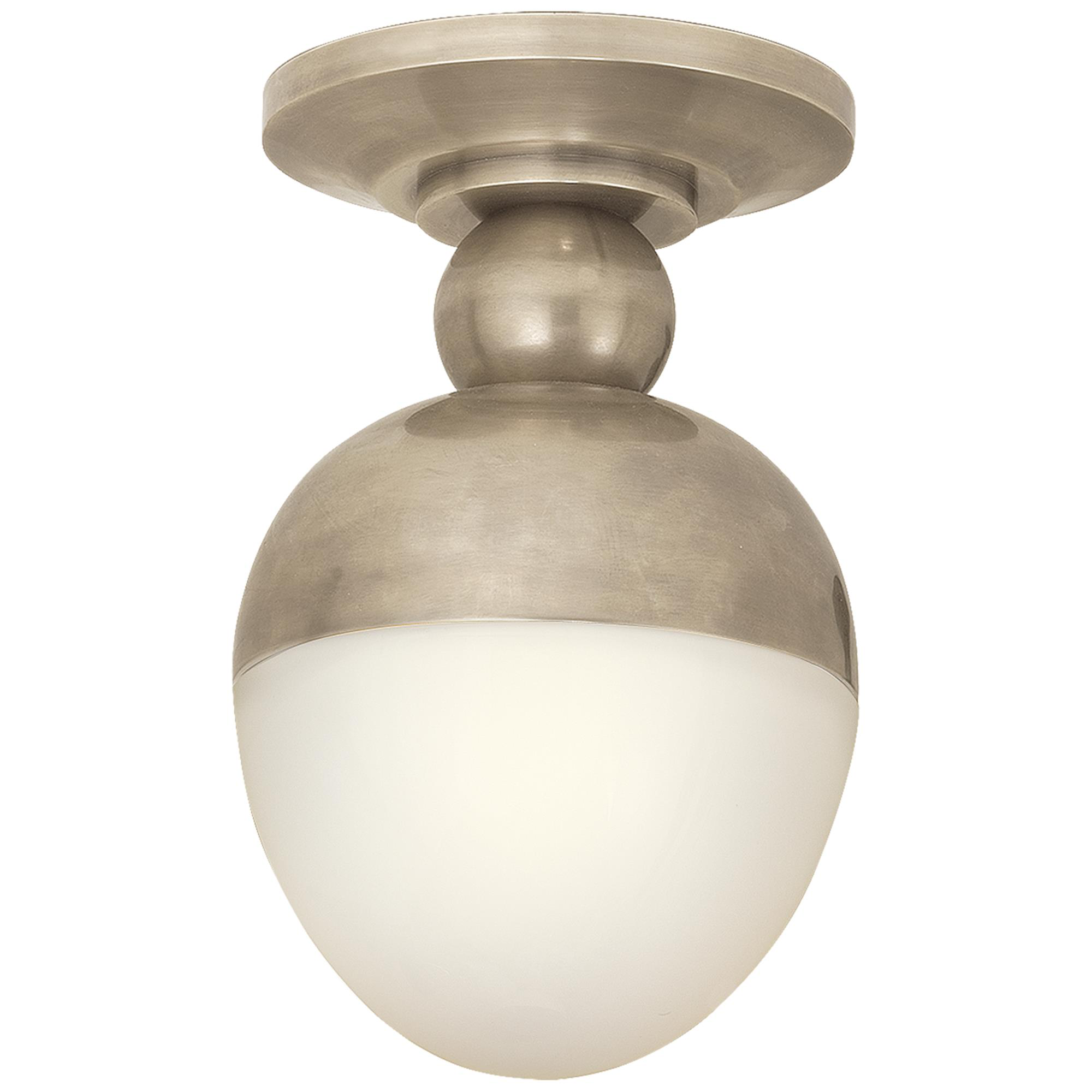 Shown in Antique Nickel finish and White glass