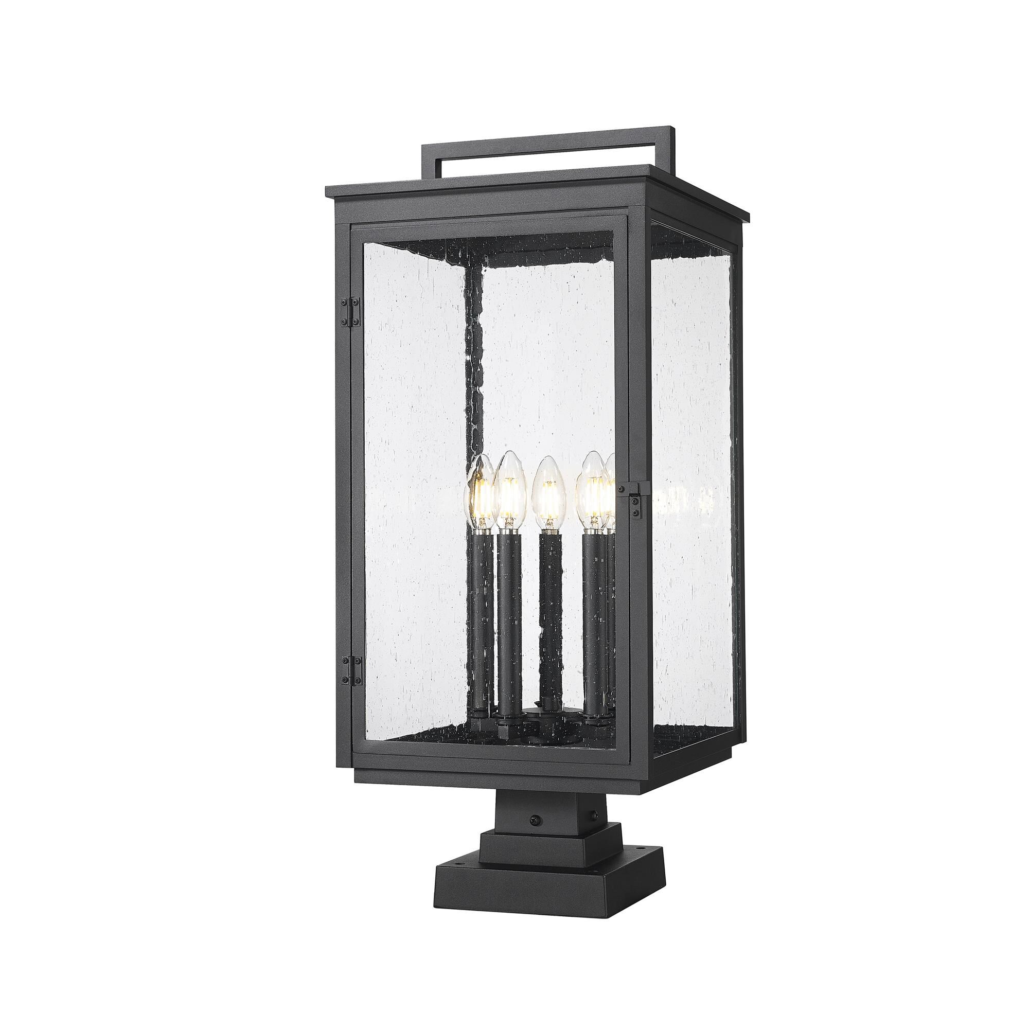 Shown in Sand Black finish and Clear Seedy glass and Clear Seedy shade