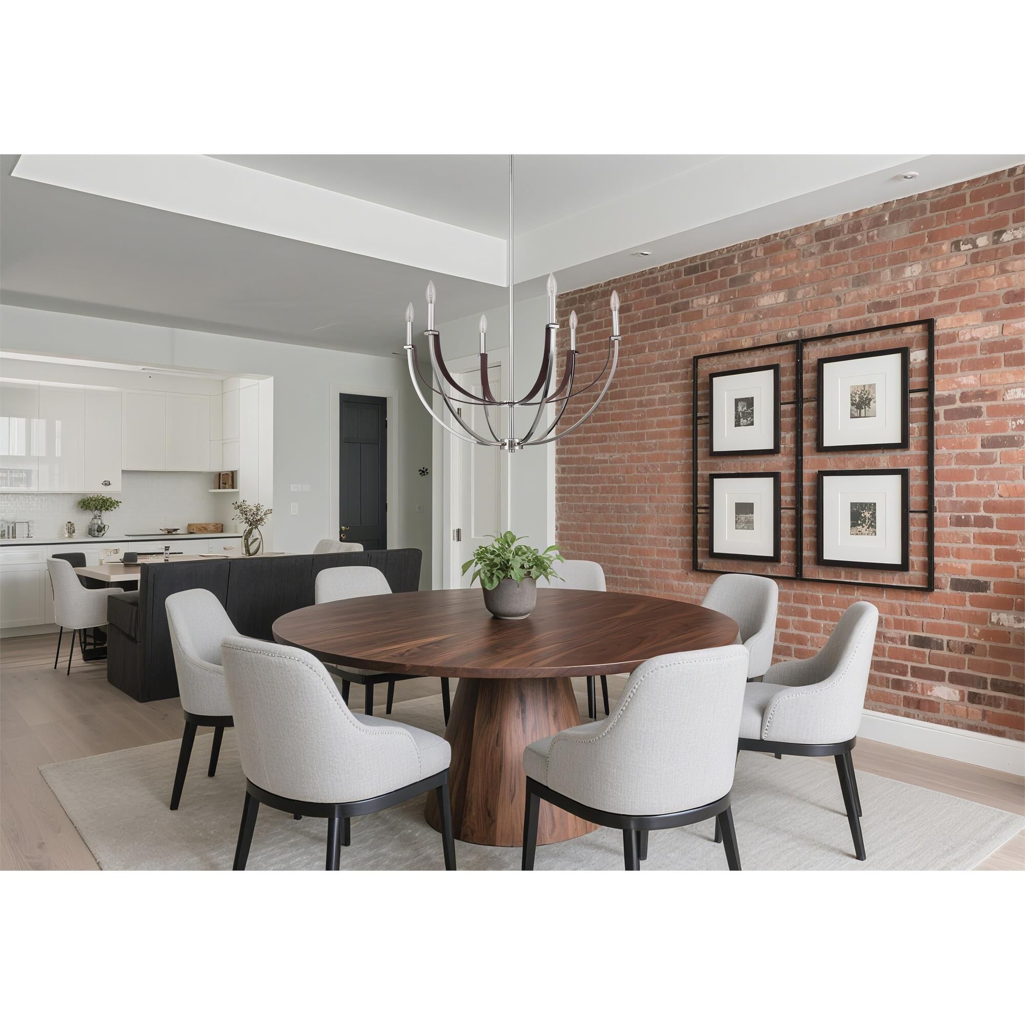 Shown in Polished Nickel and Dark Brown finish