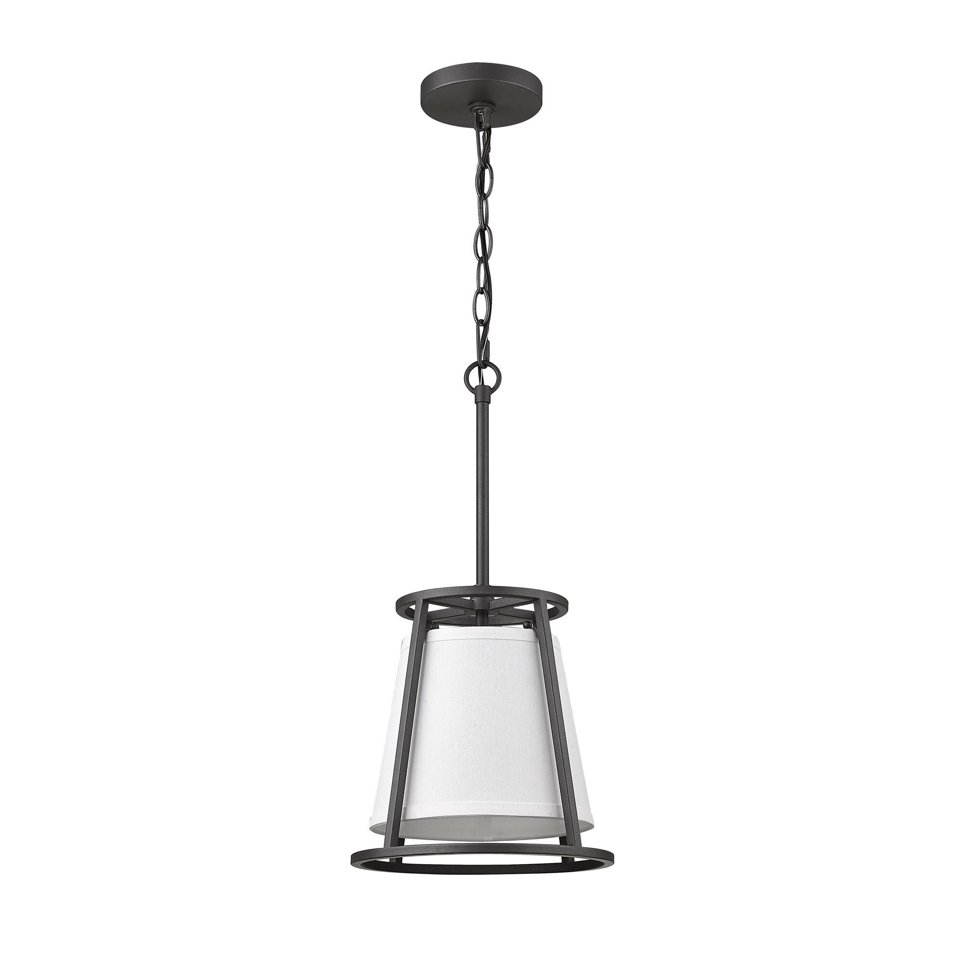 Shown in Iron Ore finish and Fabric glass and Fabric shade
