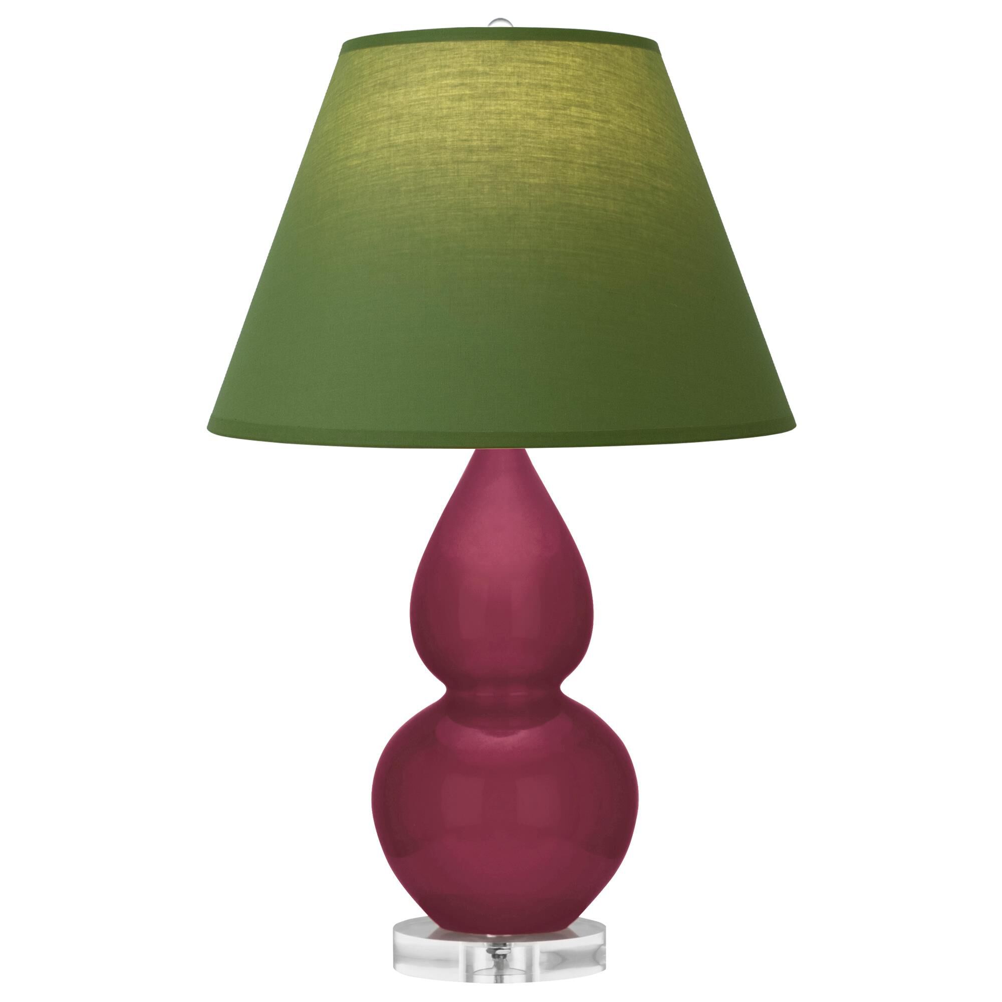 Shown in Sugar Plum finish and Tea Green and Taupe shade and Lucite accent