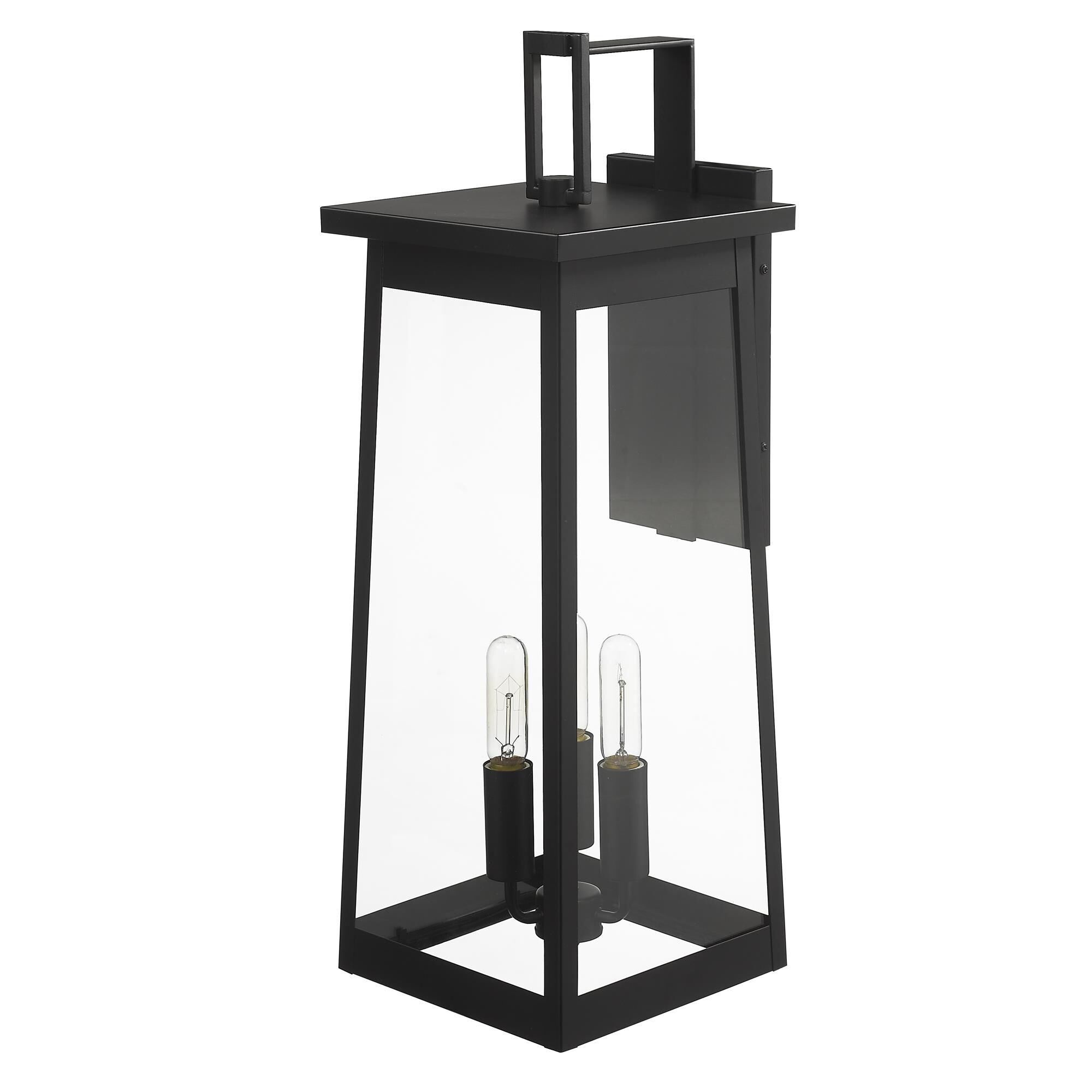 Shown in Matte Black finish and Clear glass and Clear Glass Panels shade